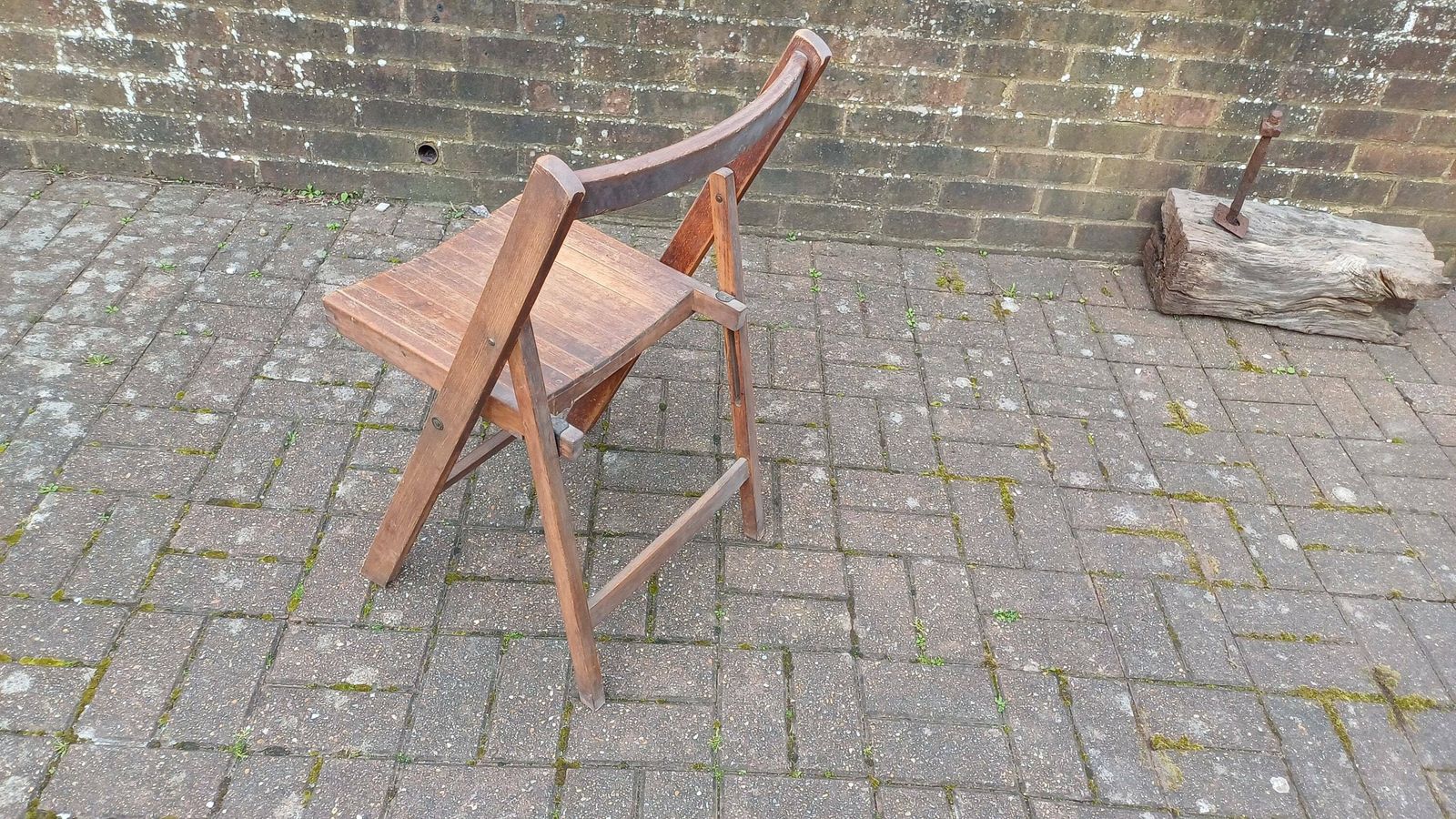 Pre War Vintage Solid Beech Folding Chair Inside Or Garden photo buy