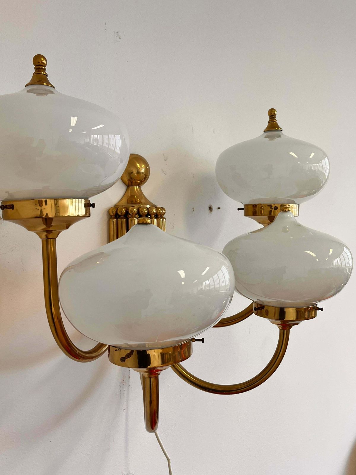 Big Xxl Brass And Glass Wall Lamp In Art Deco, Art Nouvea Style  Around 1980s photo 2013.0