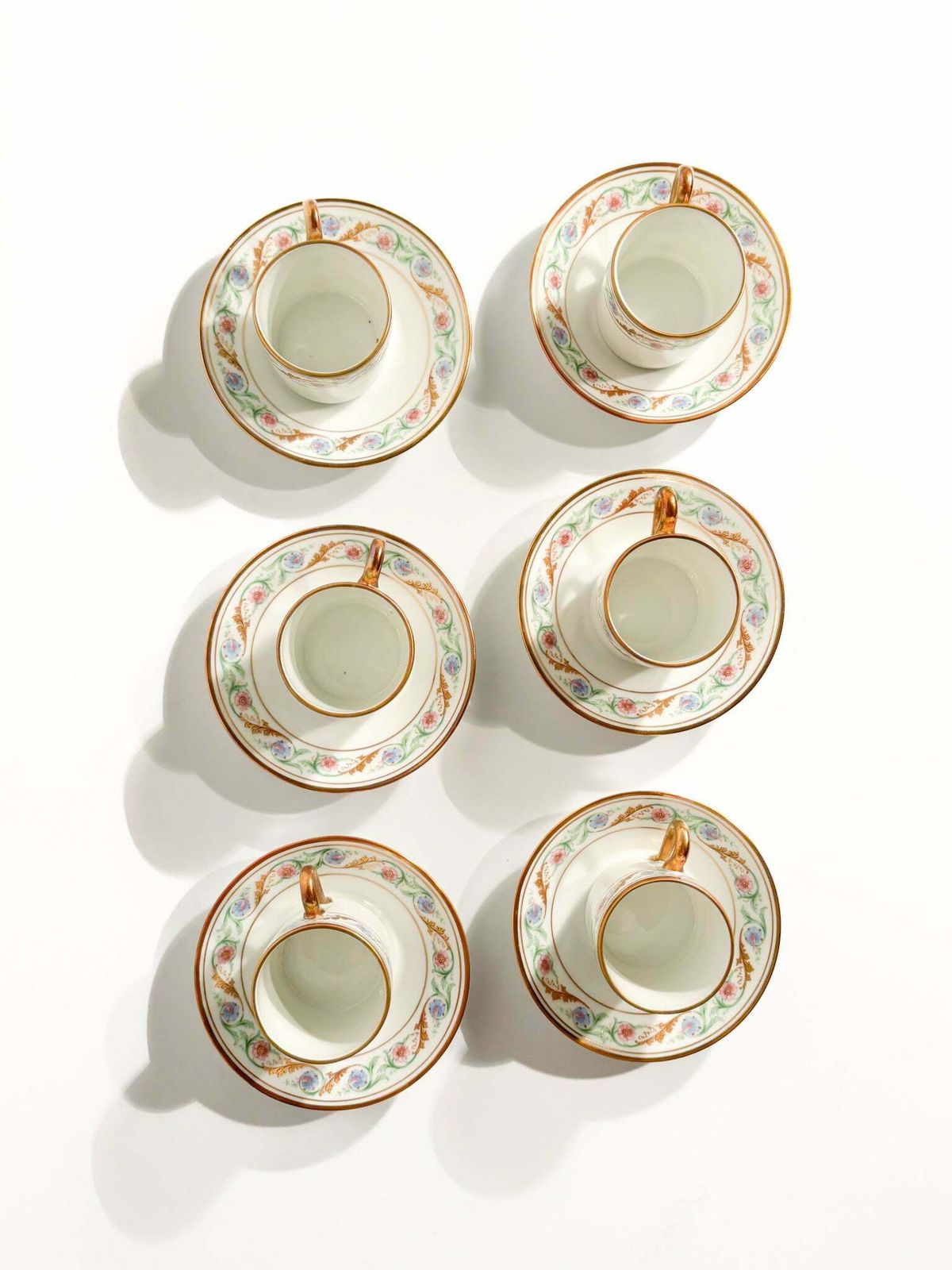 Set Of Six Porcelain Coffee Cups By Ginori Doccia Pittoria From The 1940s photo Home Decor