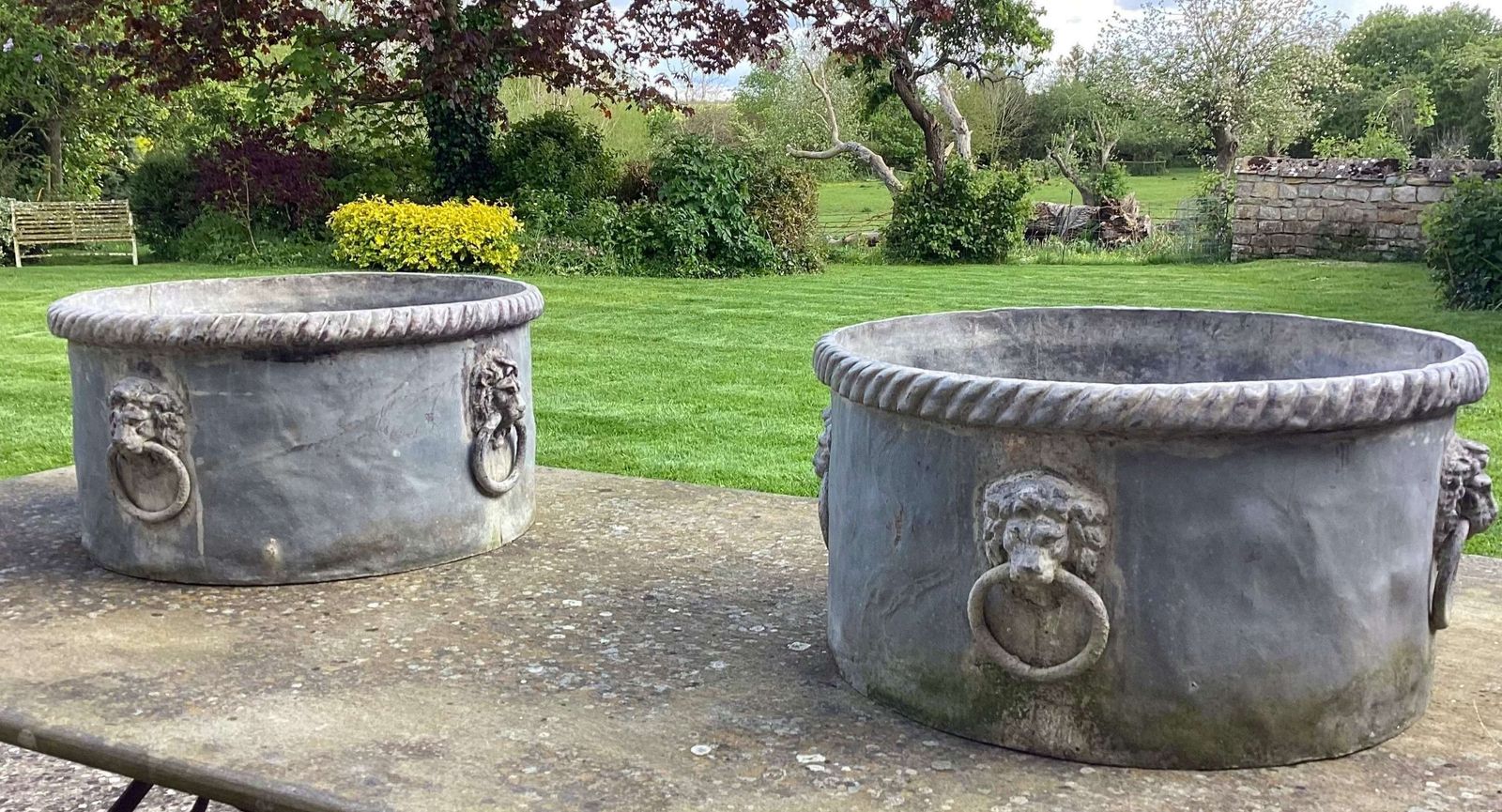 A Significant Regency Pair Of Lead Planters / Jardinieres photo for sale