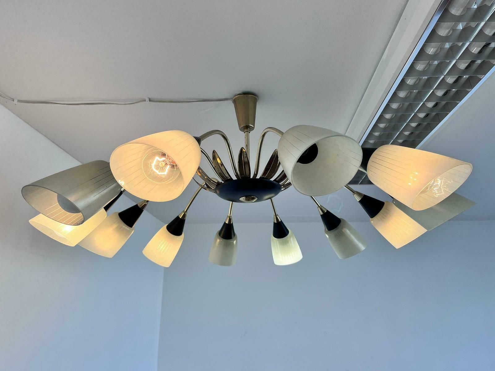 Very Rare Large Stilnovo Style Chandelier, Germany, 1960s photo vinterior
