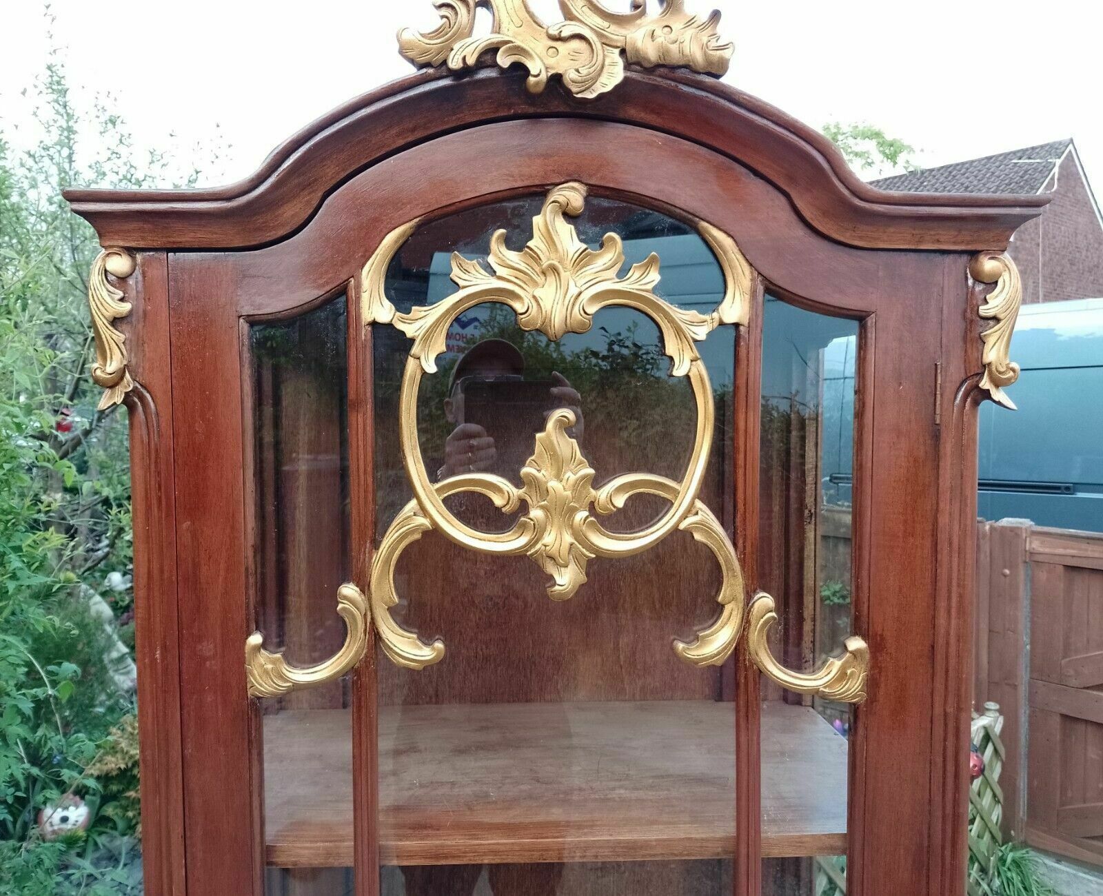 Vintage Large Antique Style French Mahogany & Gilt Wood Display   Drinks Cabinet photo buy