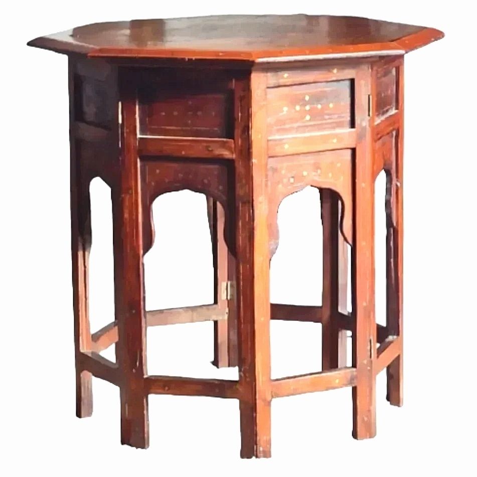 Brass And Copper Inlay Hoshiarpur Table  Anglo Indian  Late 19th Century