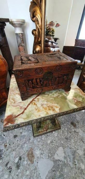 Hand Carved Massive Wooden Box photo vinterior