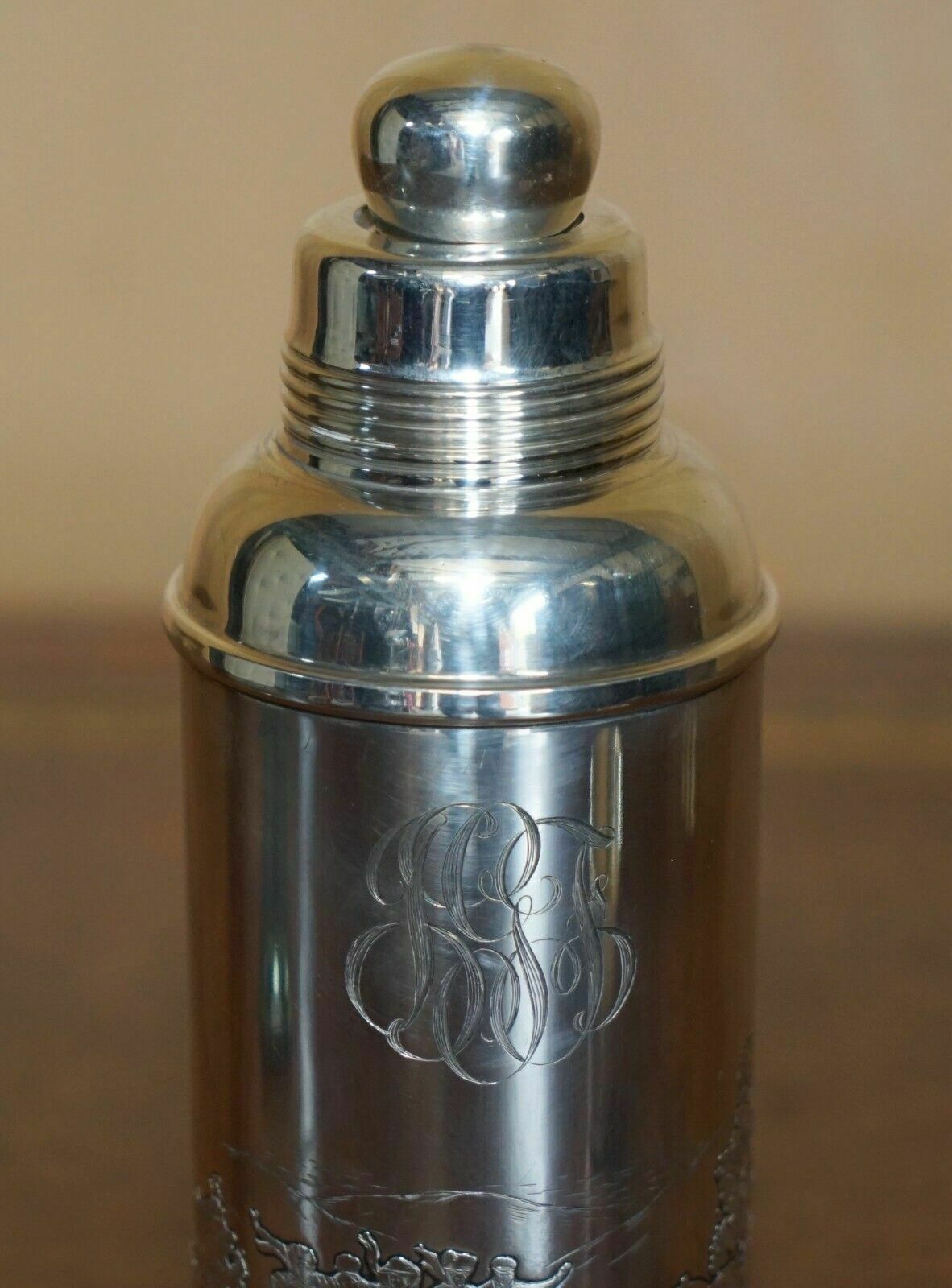photo furniture Super Rare Antique Edwardian Sterling Silver Flask Depicting People Racing Cars