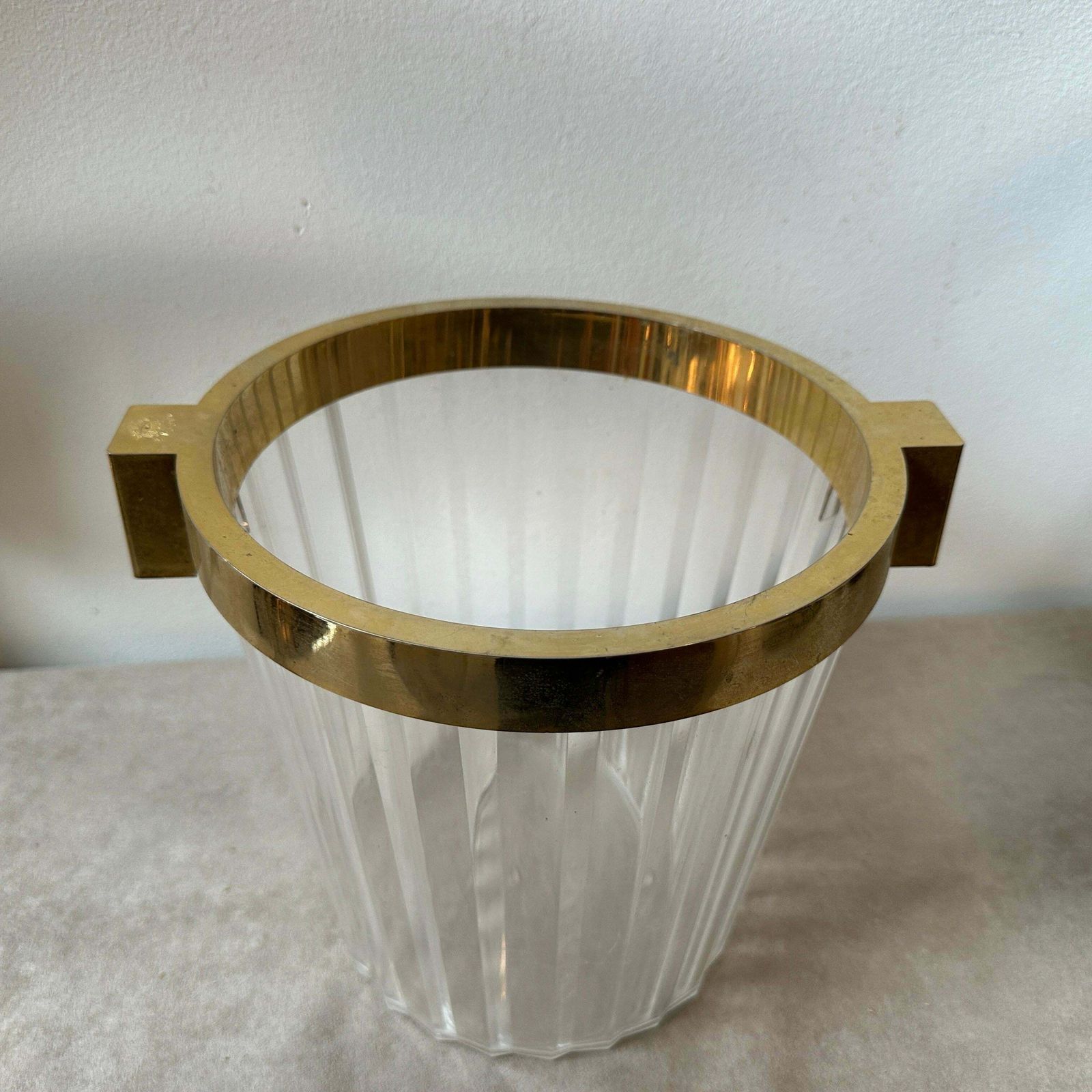 1970s Modernist Clear And Gold Plexiglass French Wine Cooler By Gosset photo for sale