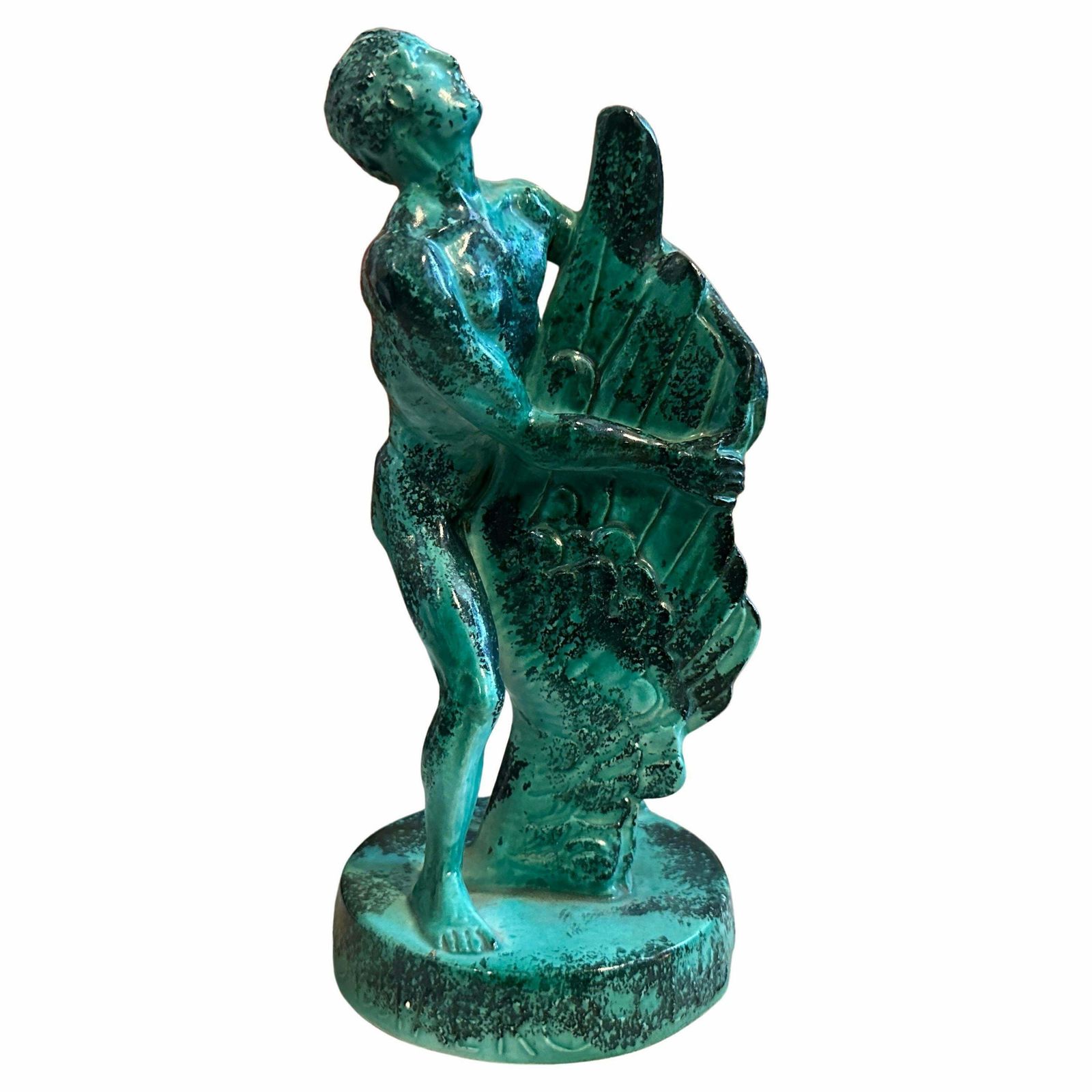 1951 Mid Century Modern Italian Green Ceramic Italian Aviation Rally Trophy