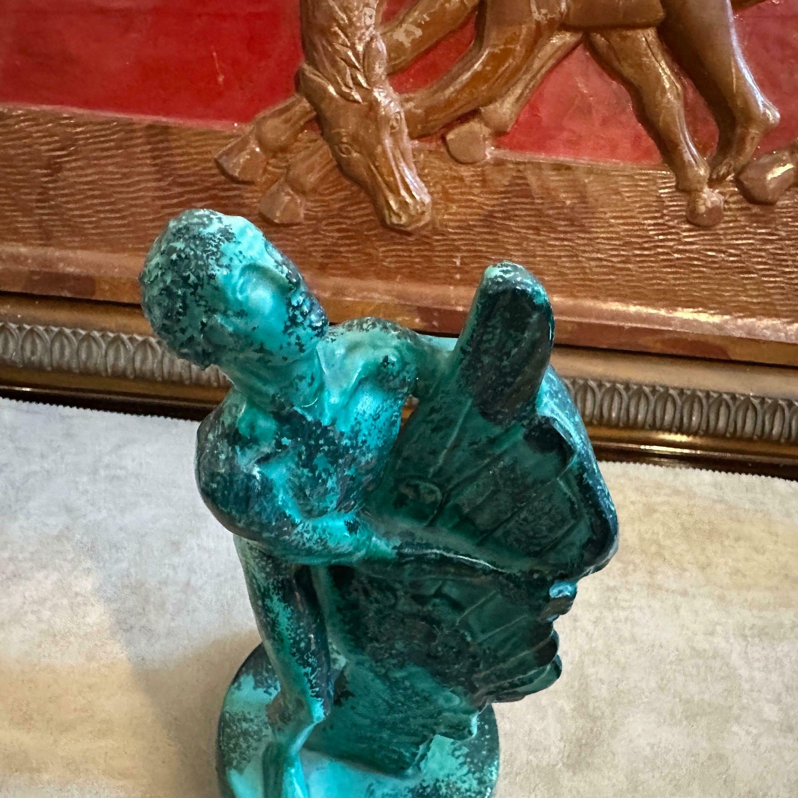 1951 Mid Century Modern Italian Green Ceramic Italian Aviation Rally Trophy photo for sale