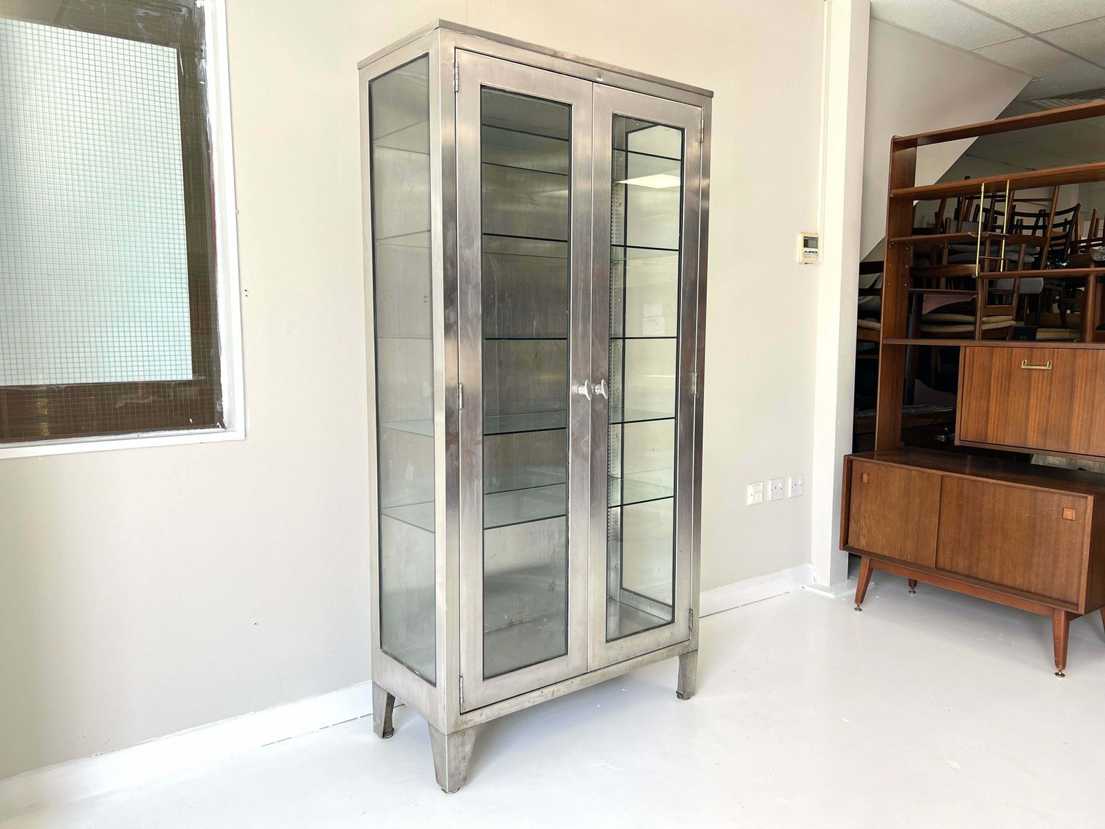 20th Century Stainless Steel & Glass Medical Cabinet photo for sale