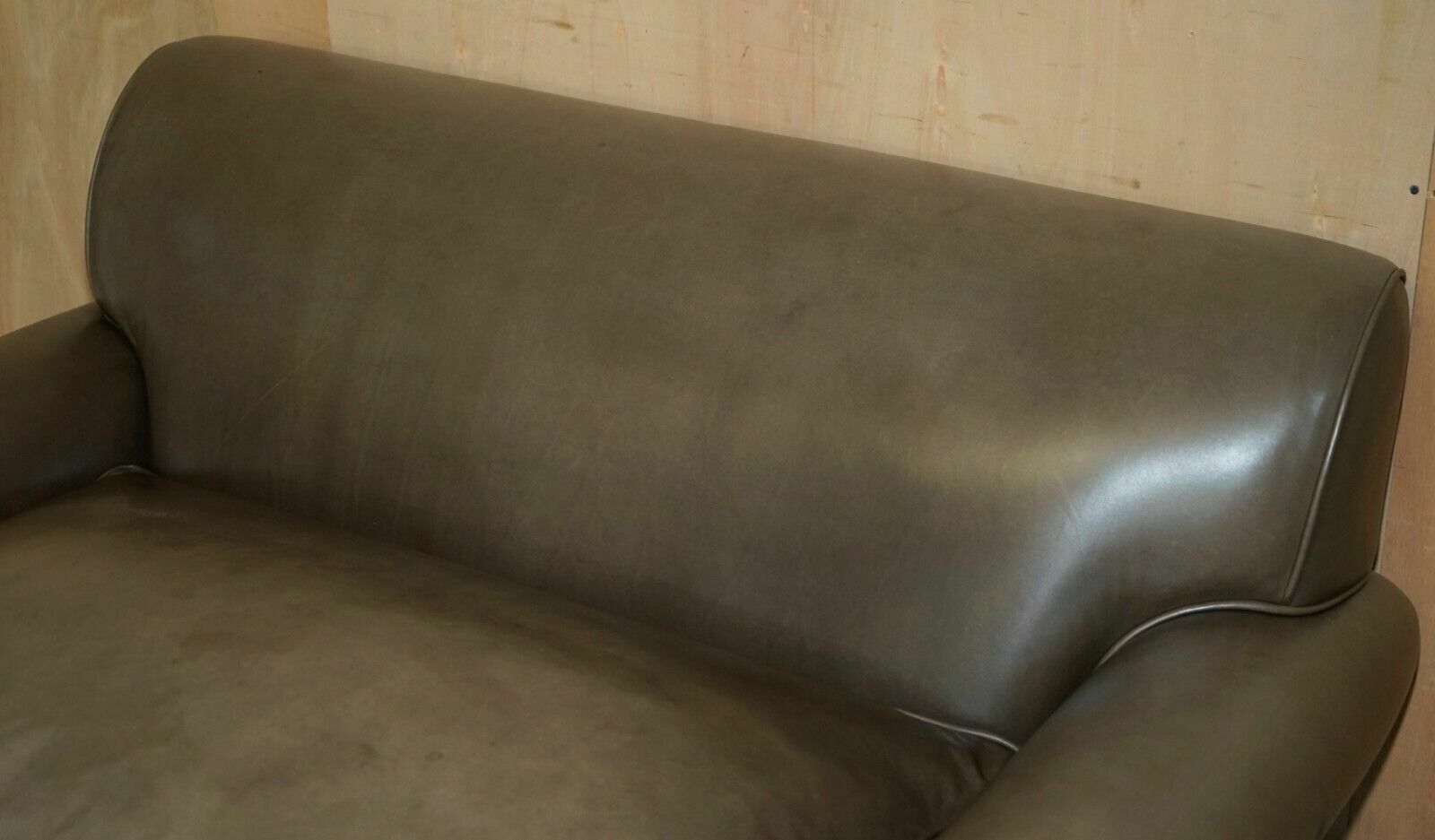 Stunning Rrp £3200 Terence Conran Grey Leather Large Loveseat Armchair Sofa photo for sale