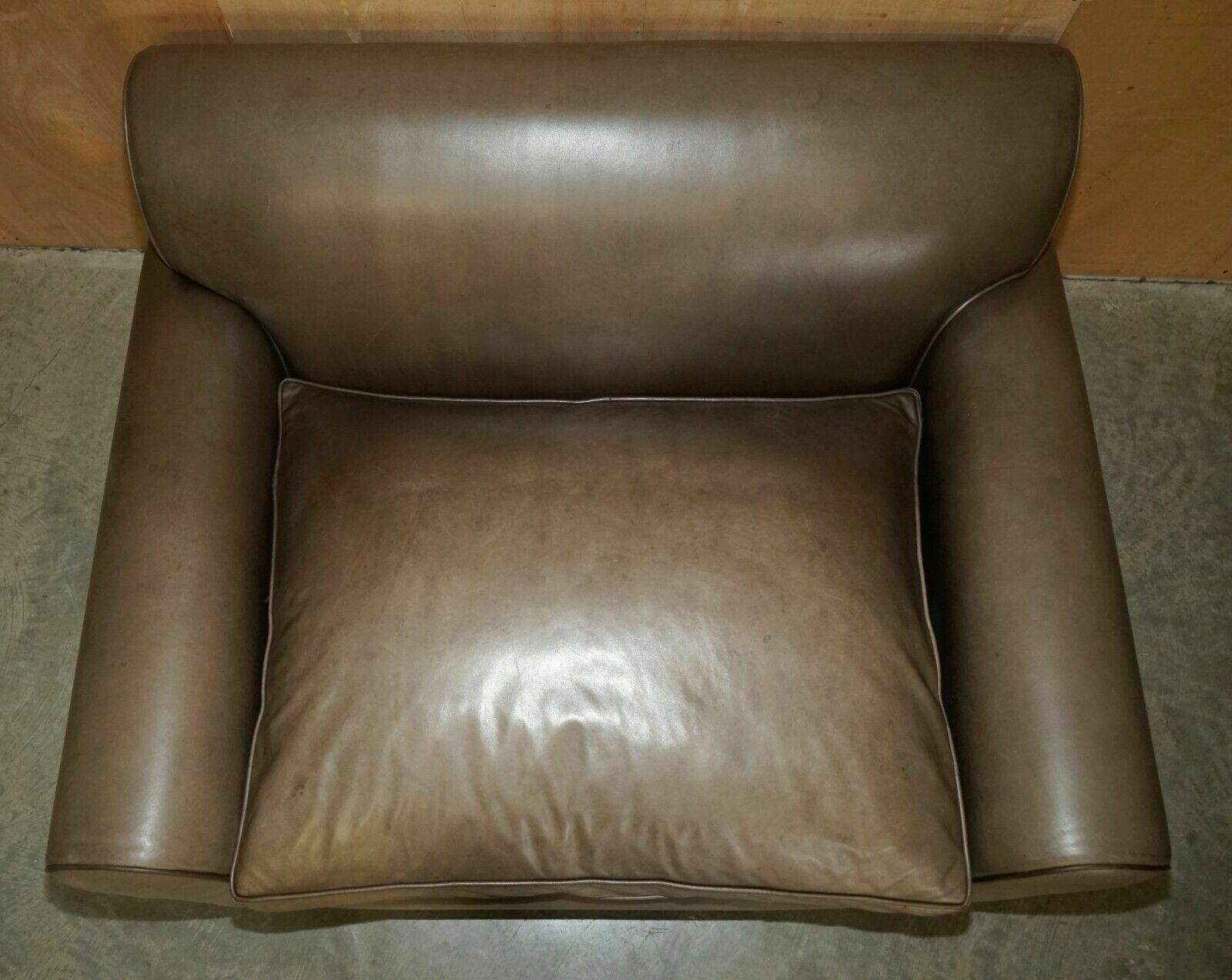 Stunning Rrp £3200 Terence Conran Grey Leather Large Loveseat Armchair Sofa photo vinterior