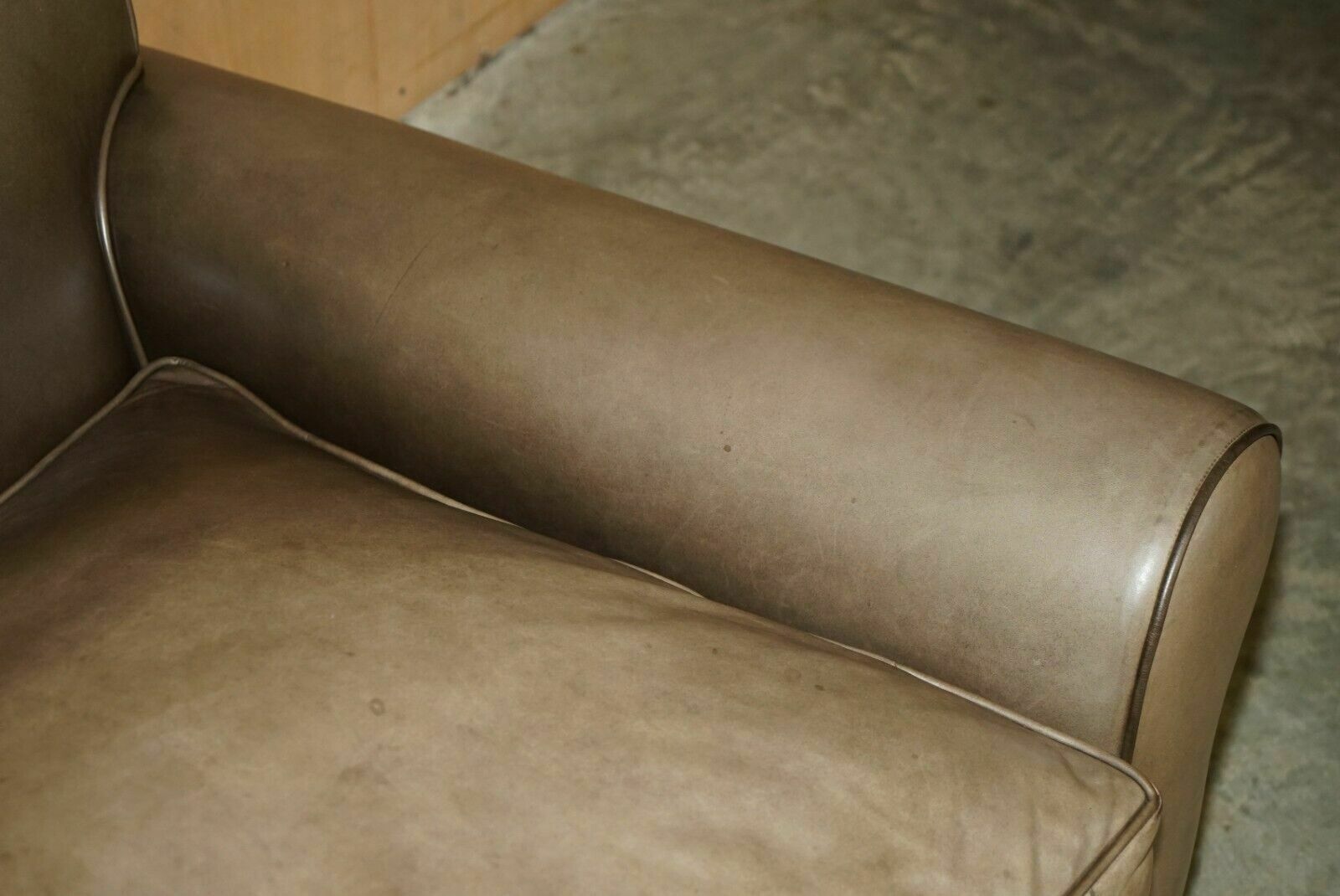 photo furniture Stunning Rrp £3200 Terence Conran Grey Leather Large Loveseat Armchair Sofa