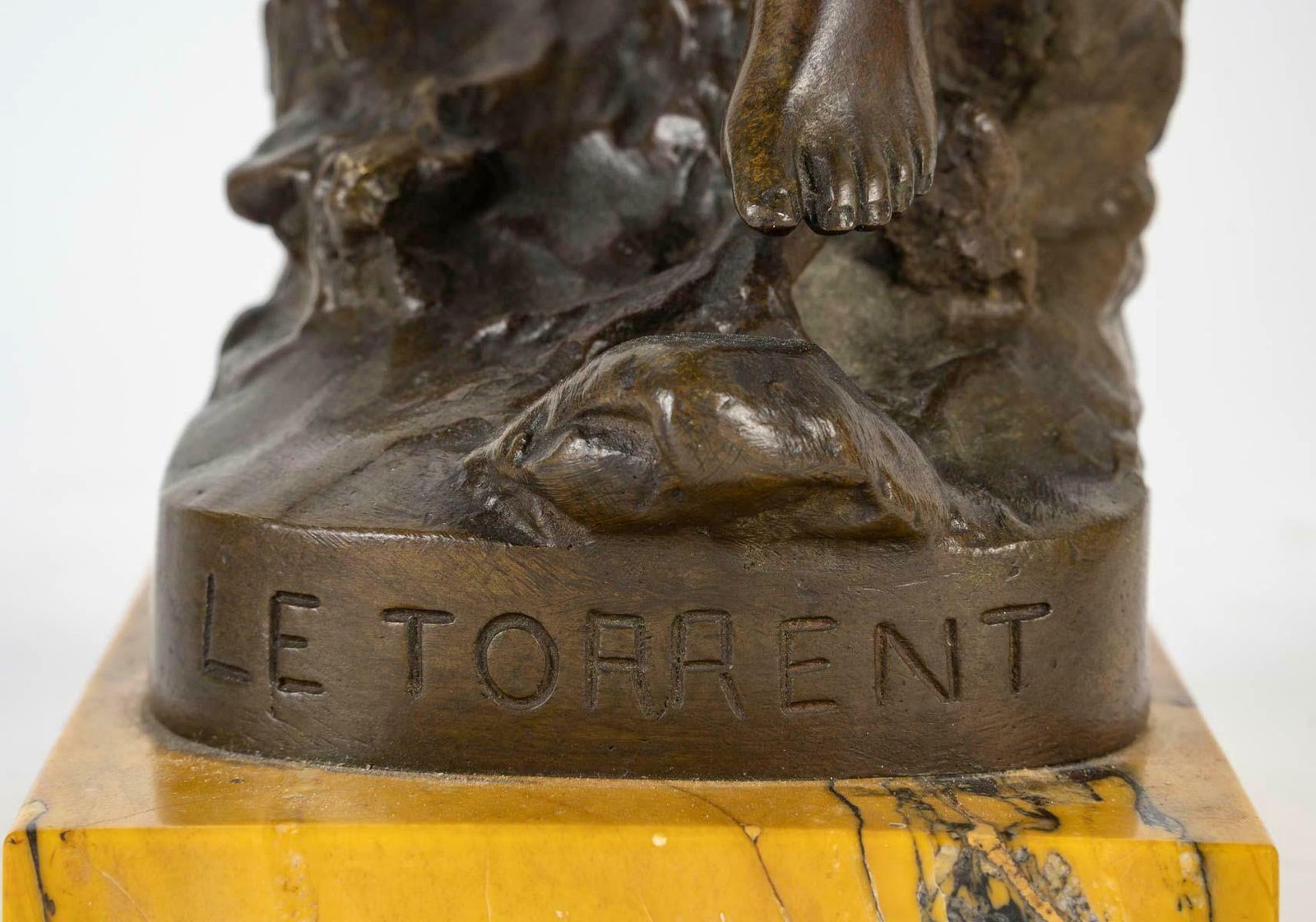Sculpture By U.Basset, Le Torrent, Bronze Sculpture, 19th Century, Napoleon III. photo Art