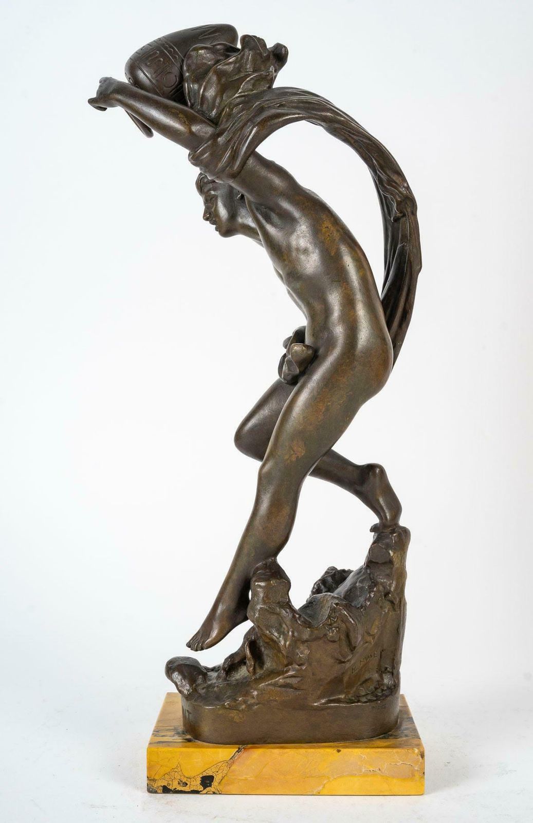 Sculpture By U.Basset, Le Torrent, Bronze Sculpture, 19th Century, Napoleon III. photo buy