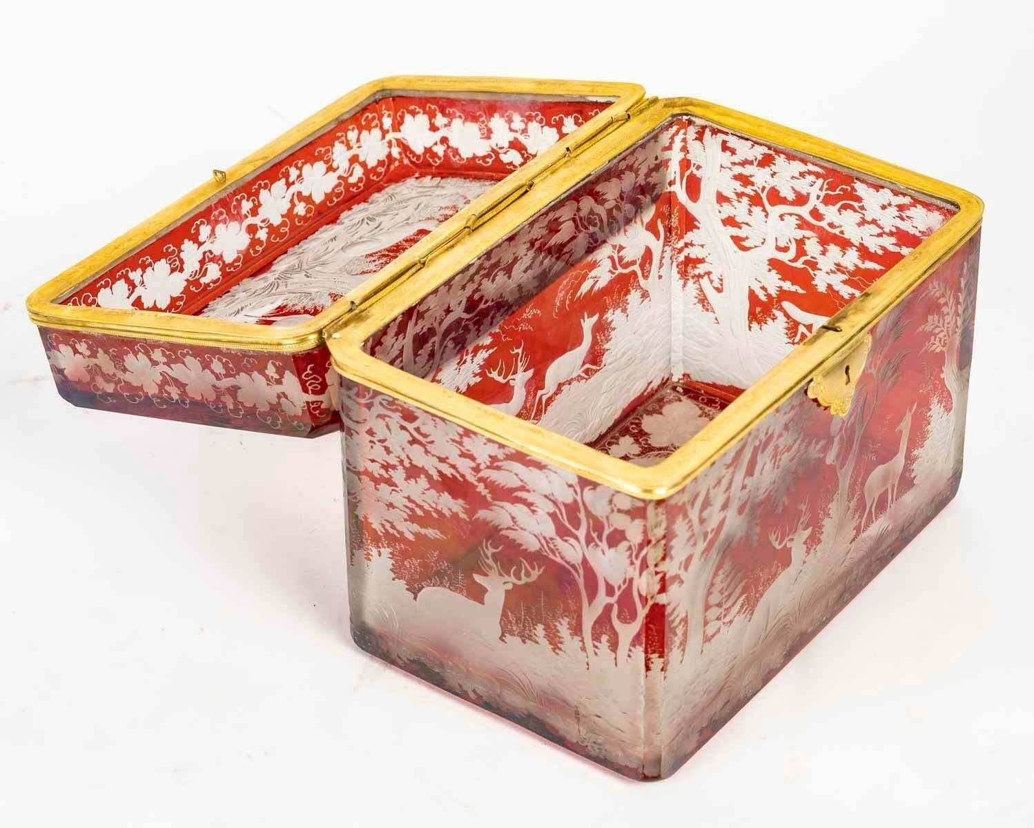 Bohemian Cut Crystal Box, 19th Century, Napoleon III Period. photo Home Decor
