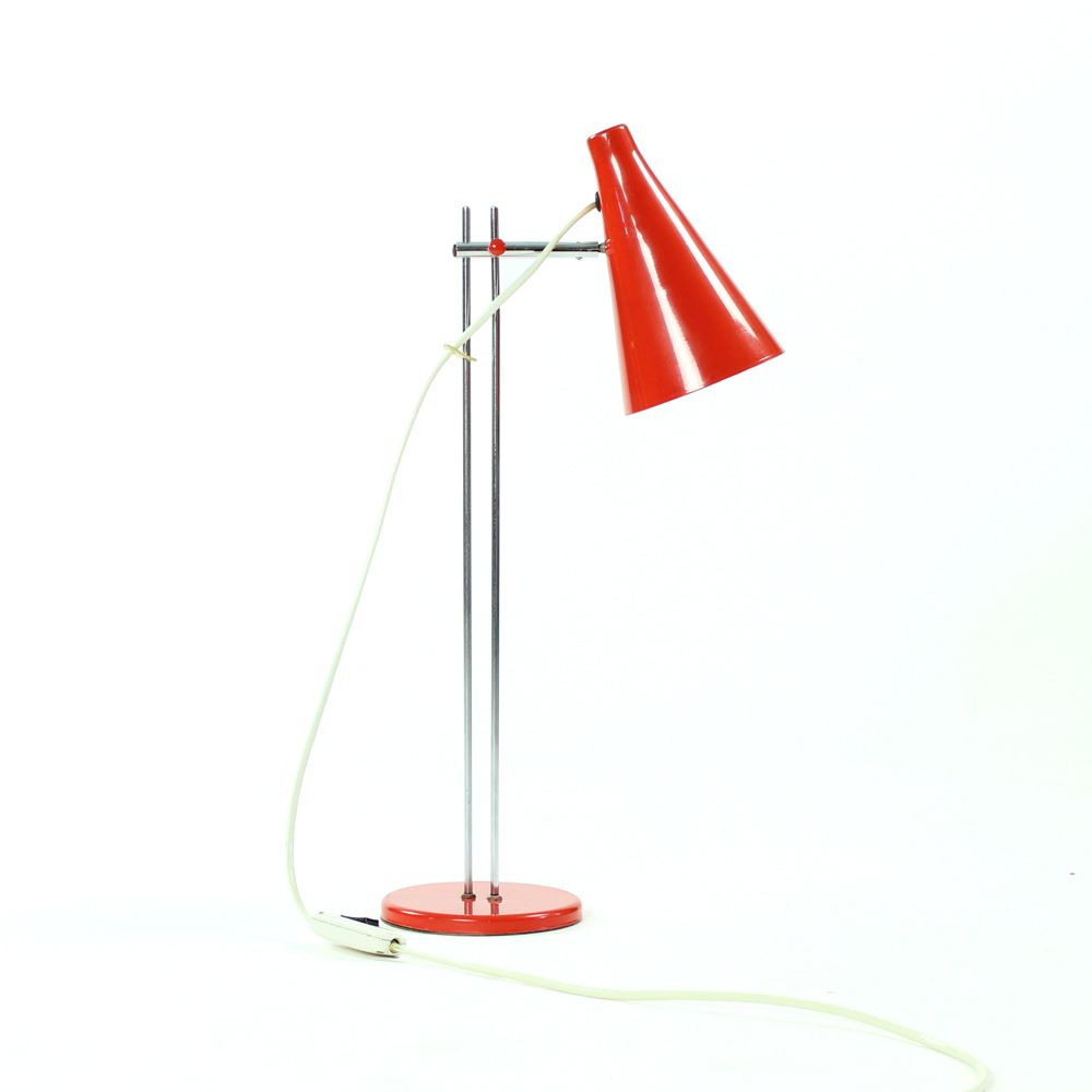 Red Midcentury Table Lamp By Josef Hurka For Lidokov, Czechoslovakia 1960s