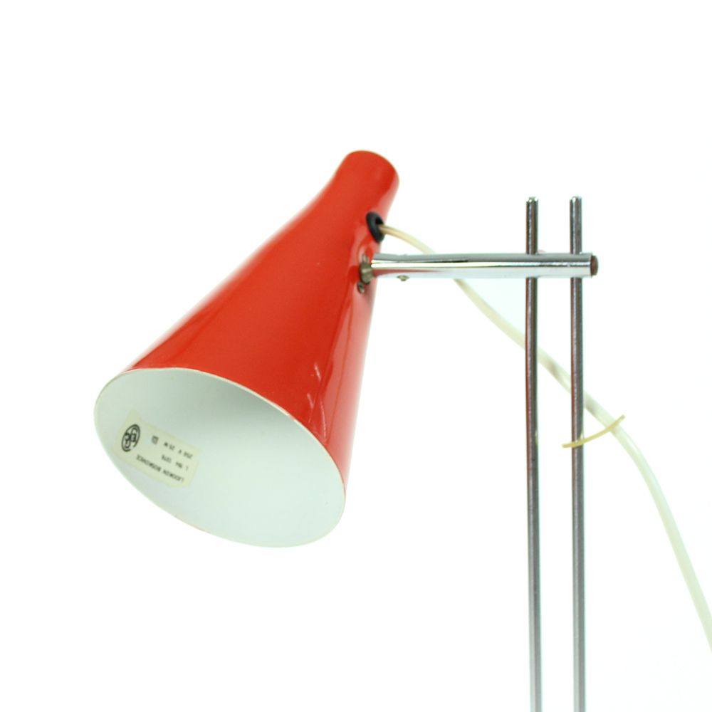 Red Midcentury Table Lamp By Josef Hurka For Lidokov, Czechoslovakia 1960s photo vintage