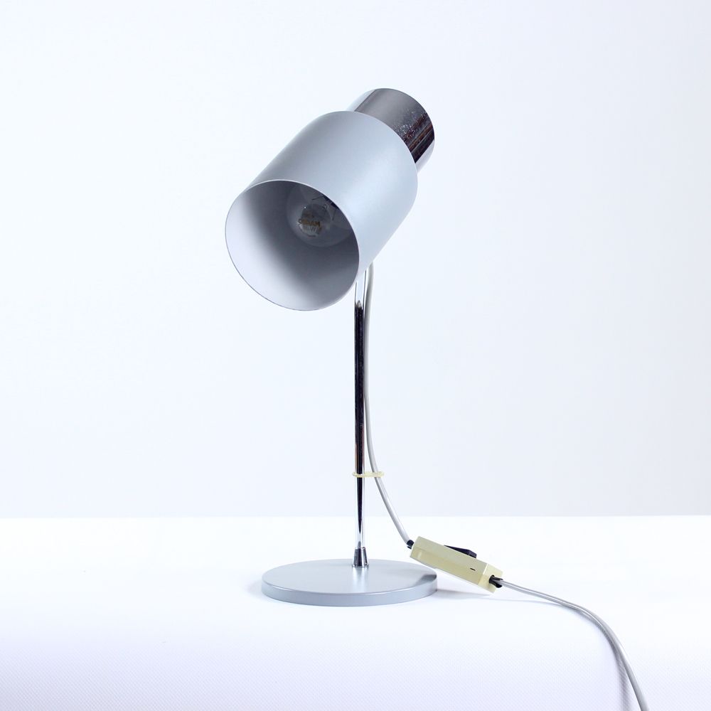 Table Lamp In Chrome And Gray Metal, By Josef Hurka For Napako 1960s photo furniture