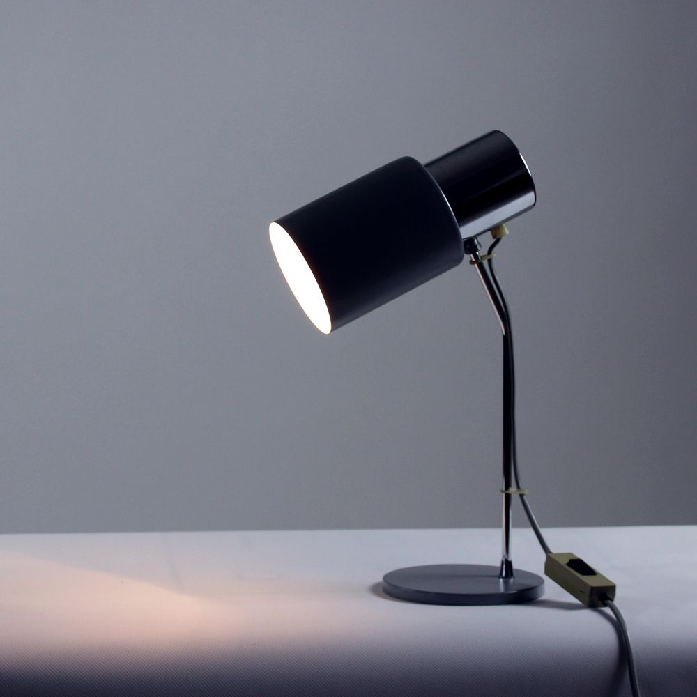 Table Lamp In Chrome And Gray Metal, By Josef Hurka For Napako 1960s photo for sale
