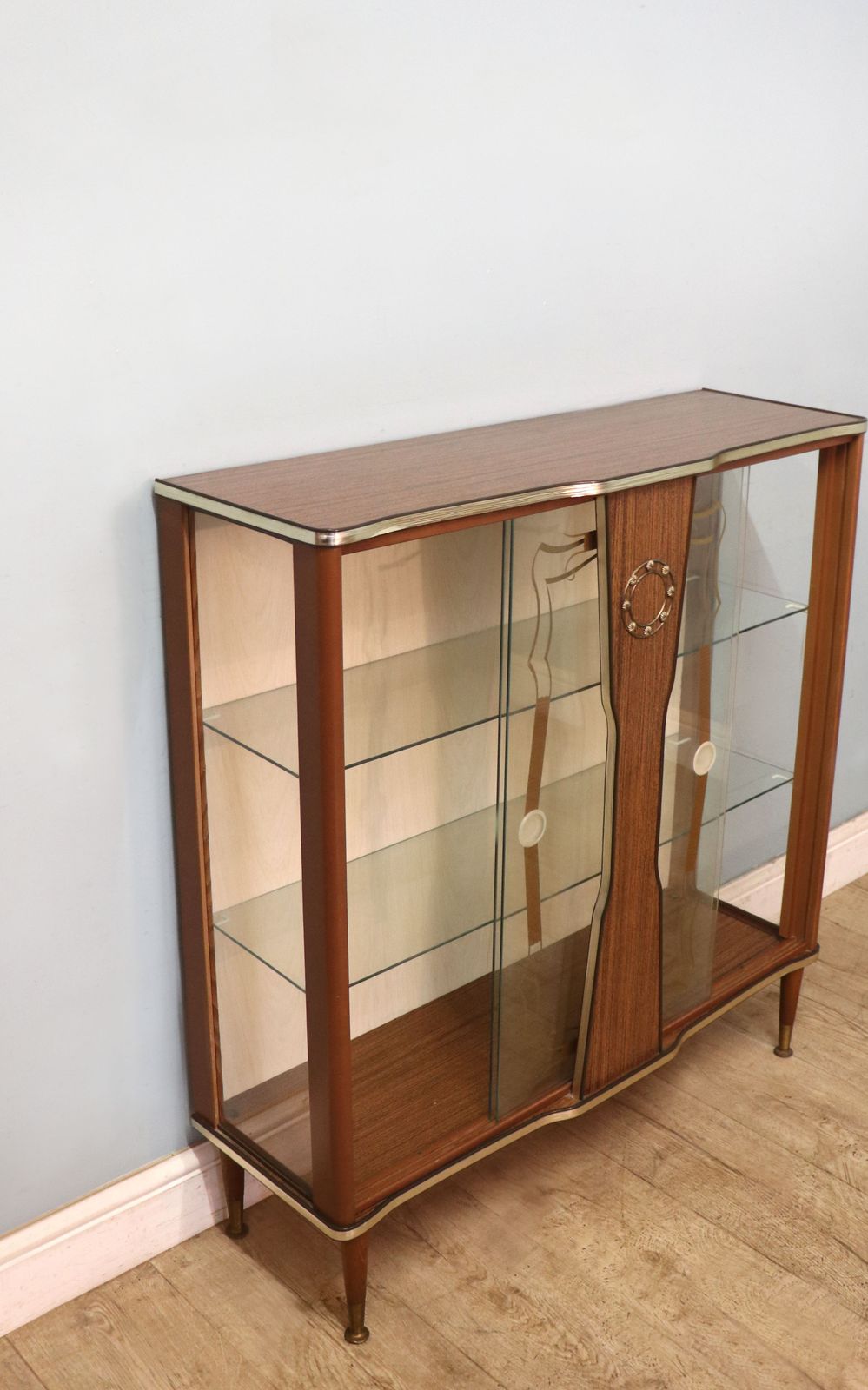 A Lovely Post Second World War Melamine Finish Display Cabinet. photo vinterior