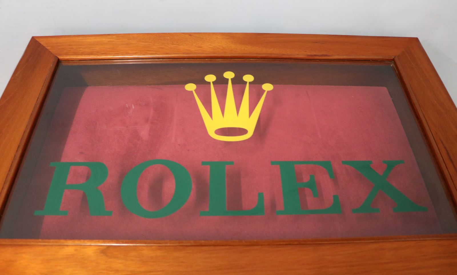 A Superb Bijouterie Display Table, Hand Sign Written With The Famous Rolex Watch Emblem. photo vintage
