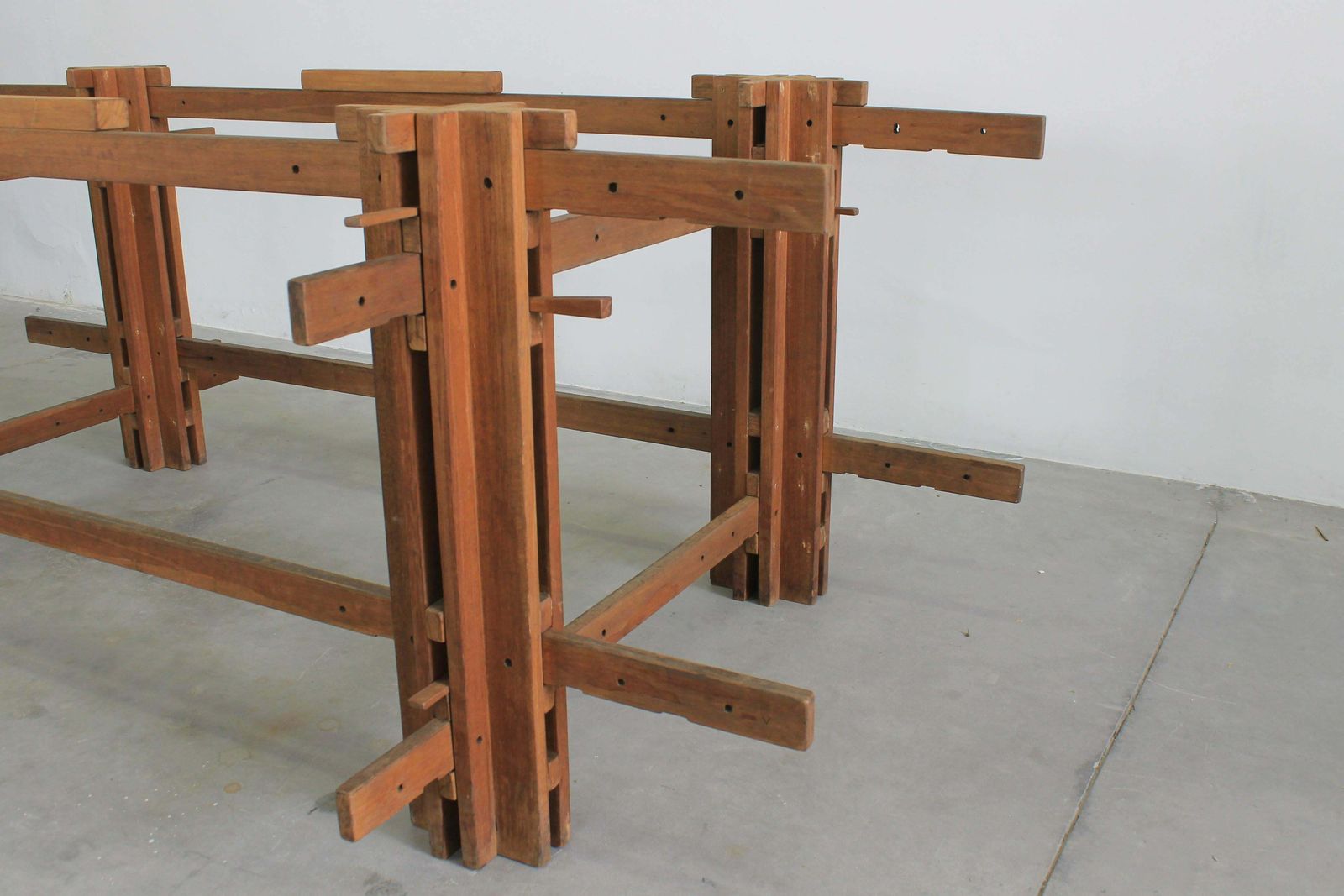 photo furniture Giuseppe Rivadossi High Table In Wood Oak Wood By Officina Rivadossi, 1970s
