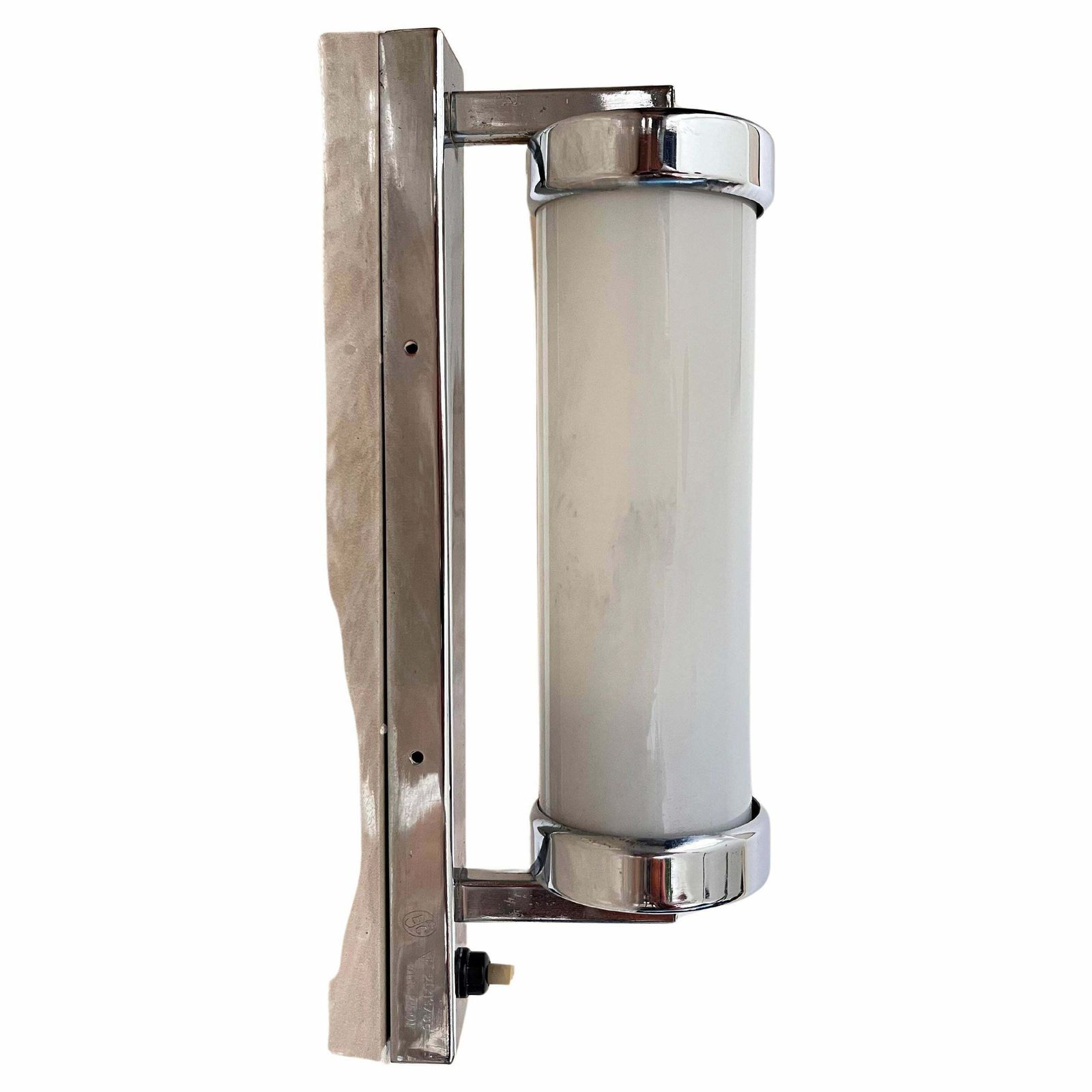 Chrome Milk Glass Bauhaus / Functionalist Wall Lamp   1930s