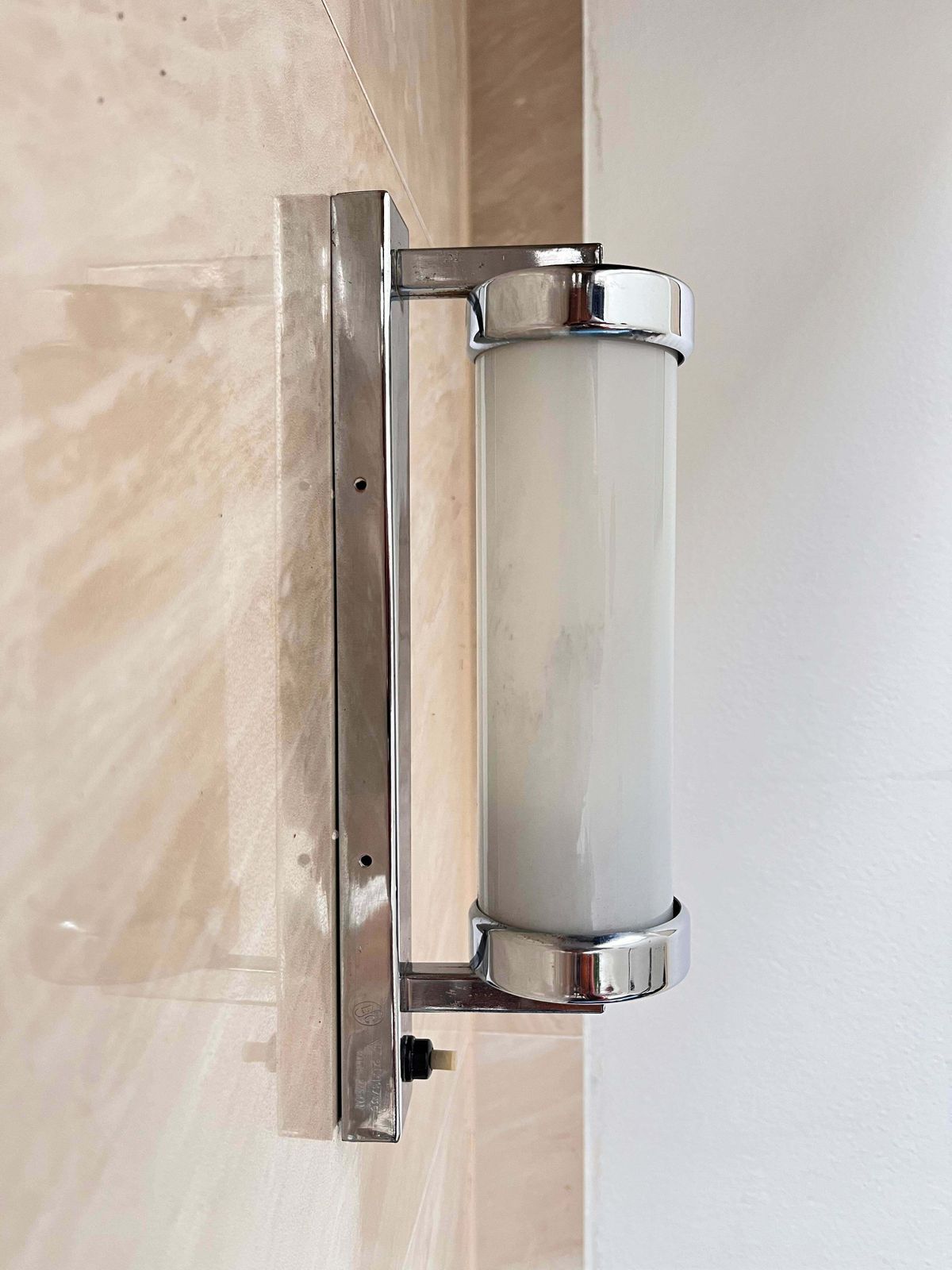 Chrome Milk Glass Bauhaus / Functionalist Wall Lamp   1930s photo buy