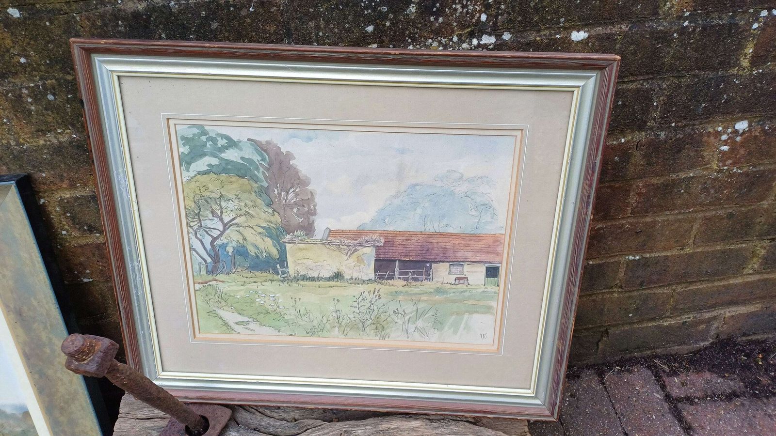 3 Large Vintage Superior Original Watercolours Landscape Countryside Agriculture Theme Picture Frames And Mounts. Salisbury And Sussex. photo furniture
