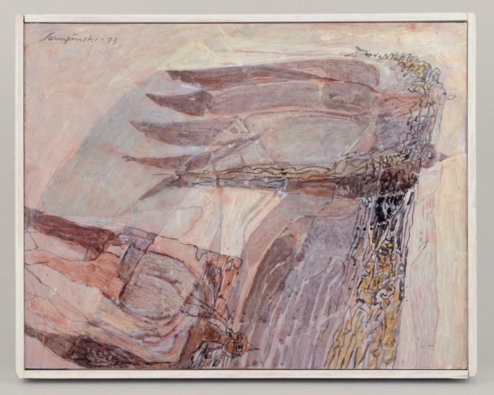 Tadeusz Marya (Teddy) Sempinski. Acrylic On Board. Birds In A Landscape. photo furniture