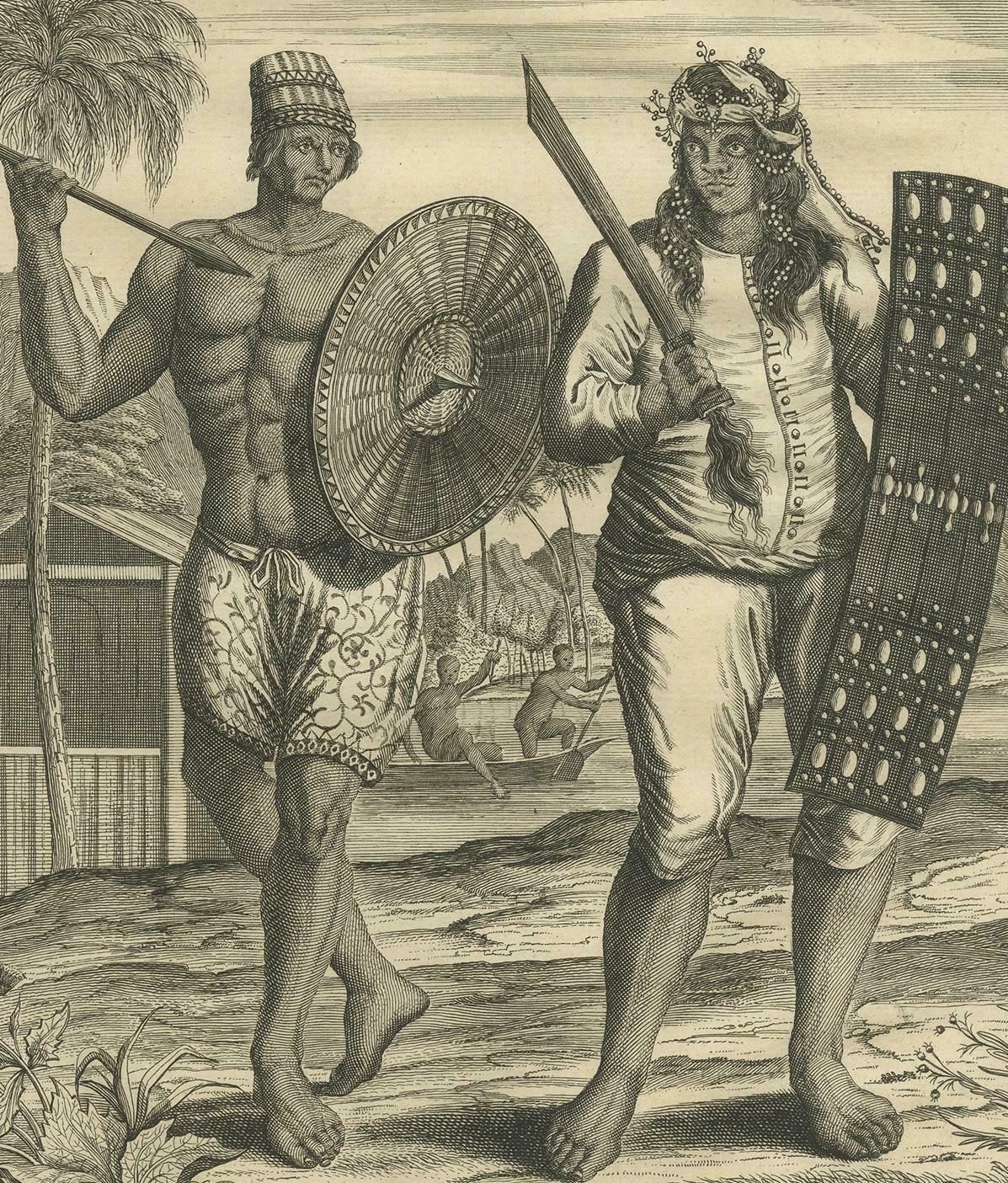Antique Print Of A Buginese And Ambonese Man By Valentijn, 1726 photo Art