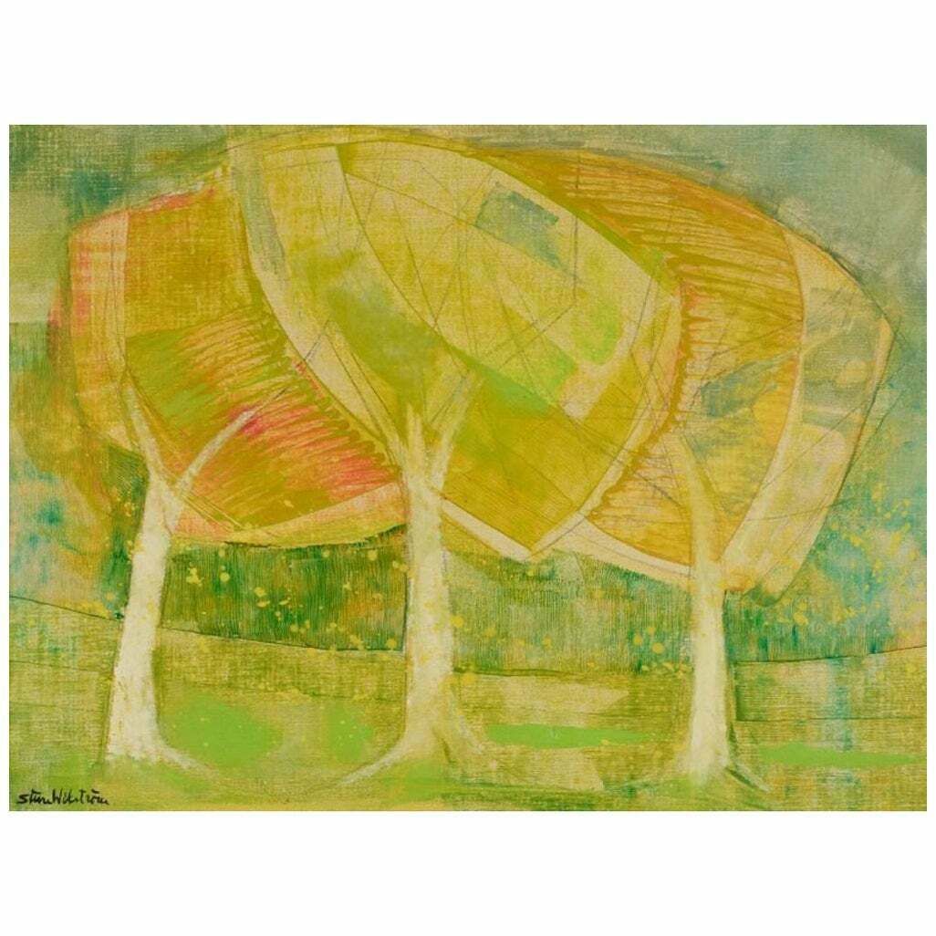 Sture Wickström, Swedish Artist. Oil On Canvas. Modernist Landscape $900