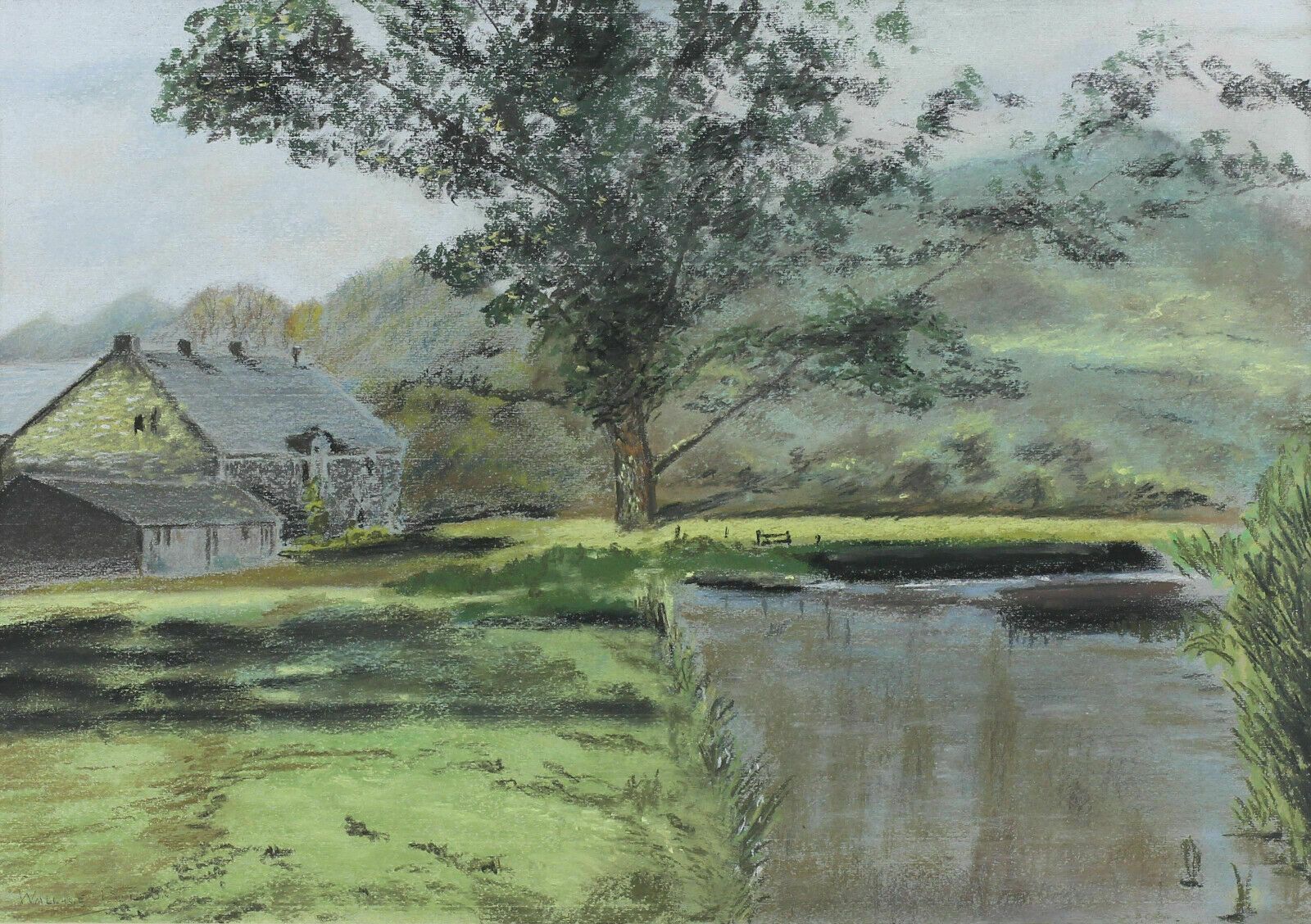 Pastel By Wallace Bolton. Ashford On The Water, Derbyshire photo furniture