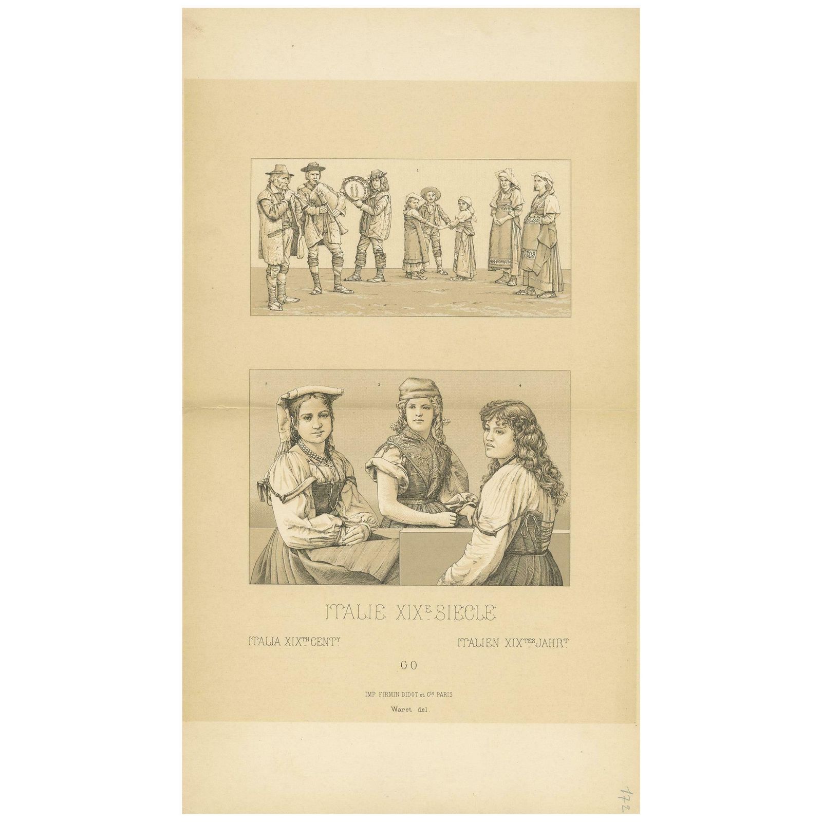 Antique Print Of 19th Century Italian Clothing By Racinet
