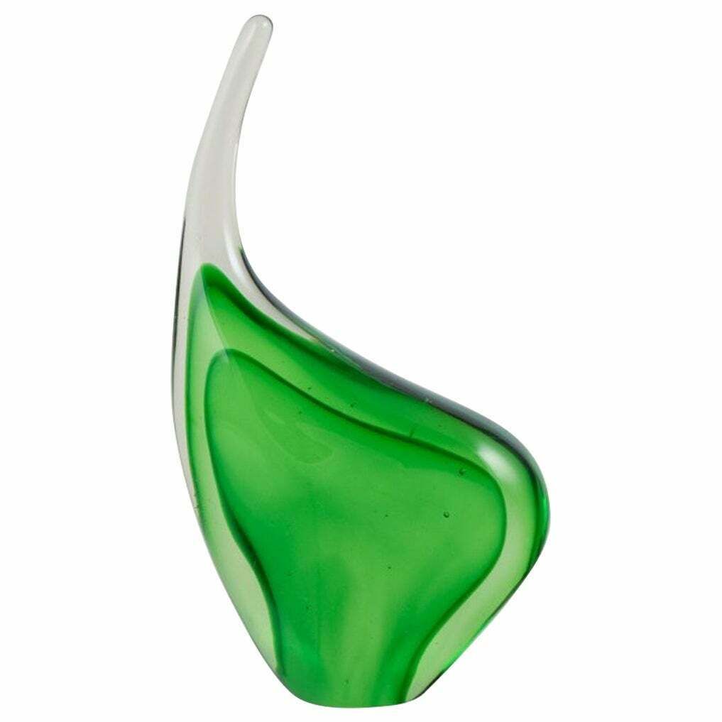 Per Lütken For Holmegaard. Sculpture In Green Art Glass. 1960s