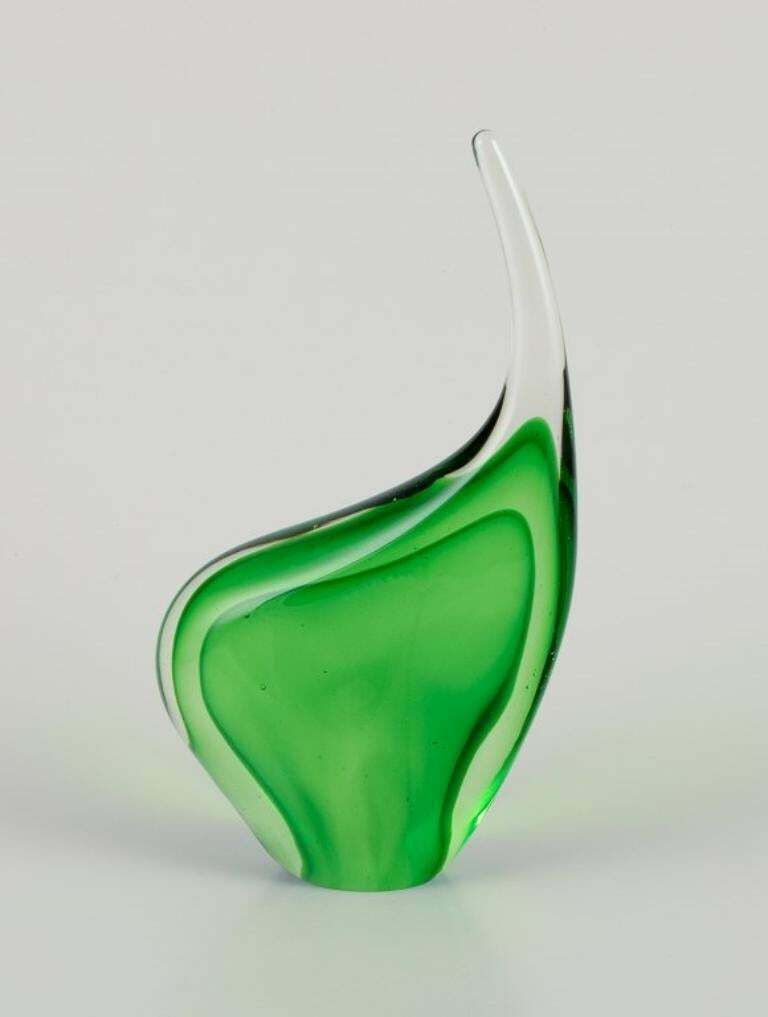 Per Lütken For Holmegaard. Sculpture In Green Art Glass. 1960s photo furniture