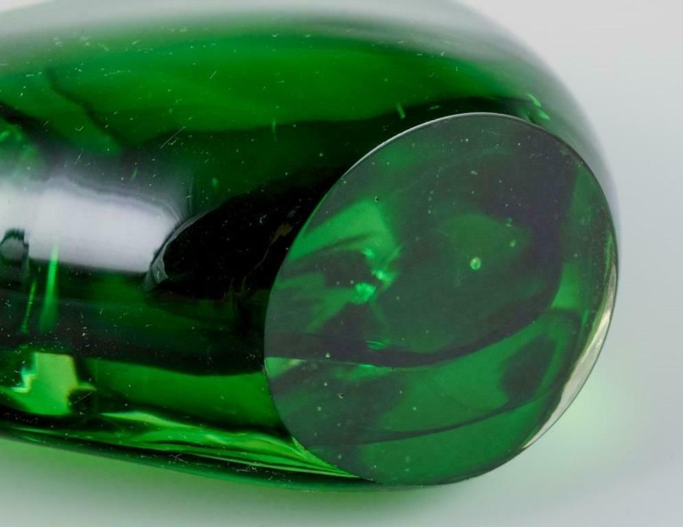 Per Lütken For Holmegaard. Sculpture In Green Art Glass. 1960s photo vintage