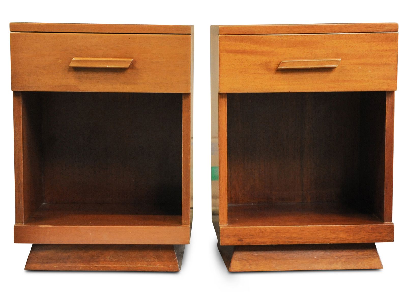 Price For Pair Art Deco Teak Bedside Lamp Tables With Single Drawers With Wooden Handle 1920's Ol photo 1980.0