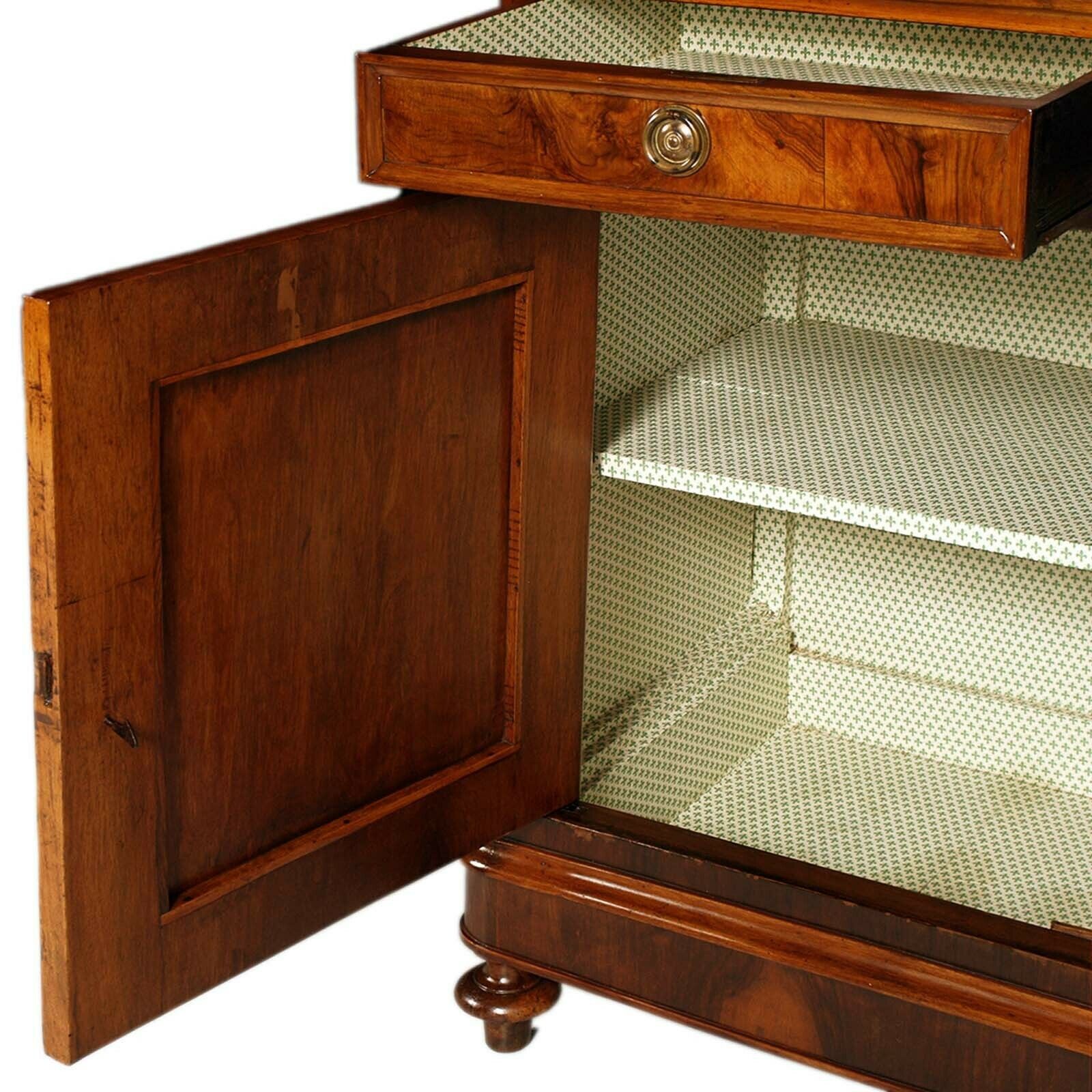 Venetian Credenza Sideboard Mid 19th Century Biedermeier Period, In Walnut , Wax Polished photo 8500.0