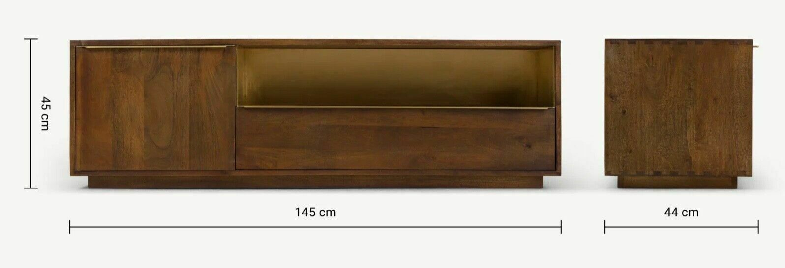 Made Anderson Tv And Entertainment Centre / Stand In Mango Wood & Brass photo for sale