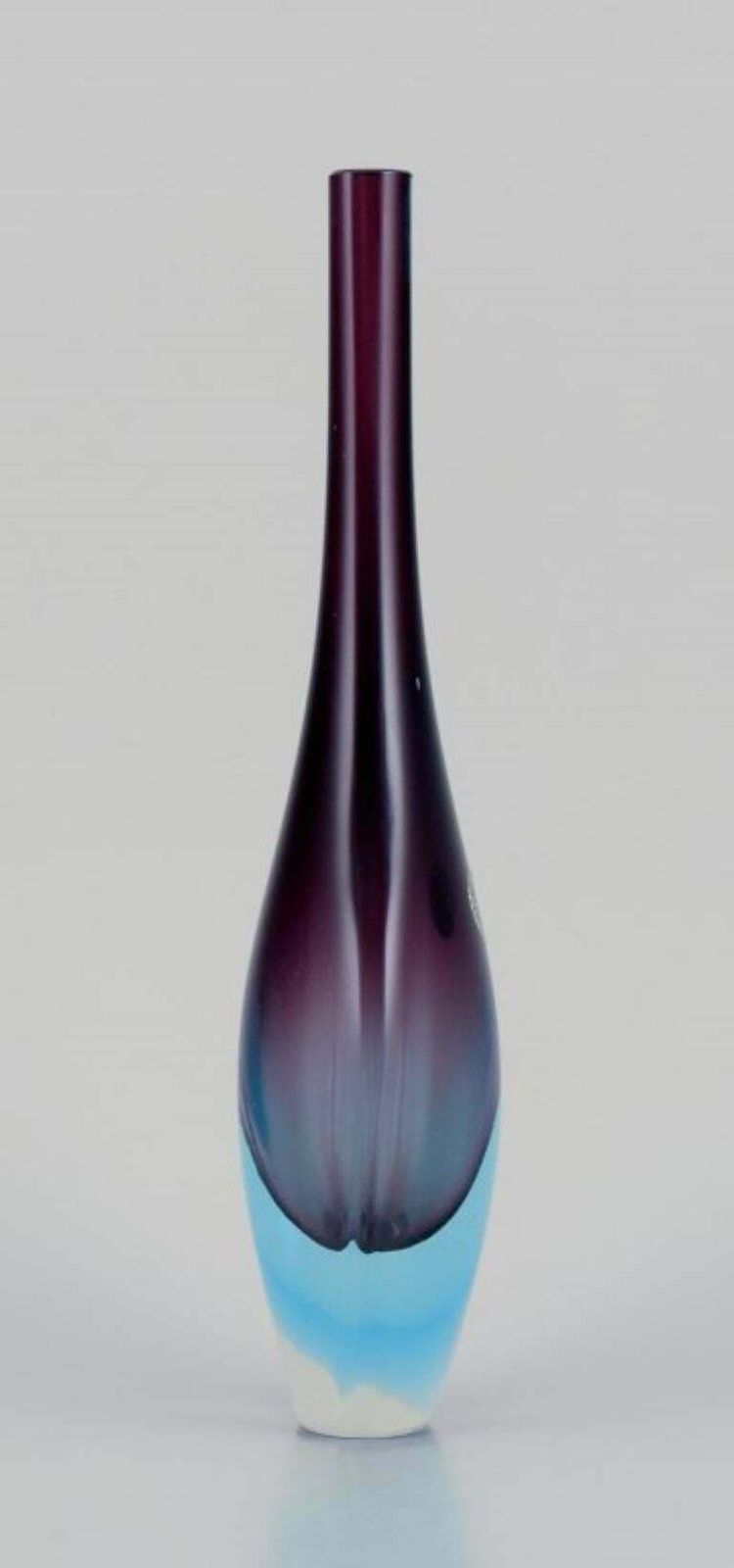 Murano Italy Art Glass Vase With A Slender Neck Blue And Purple Glass photo Home Decor