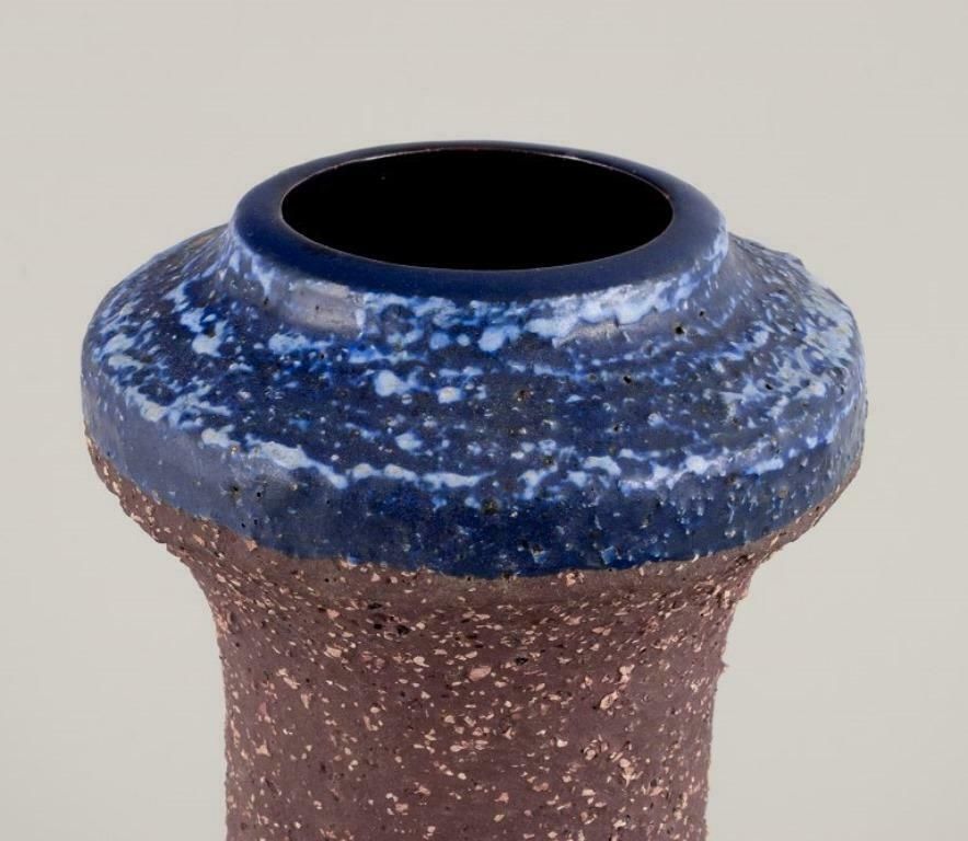 Thomas Nittsjö Sweden Large Ceramic Vase In Brown And Blue Tones photo for sale