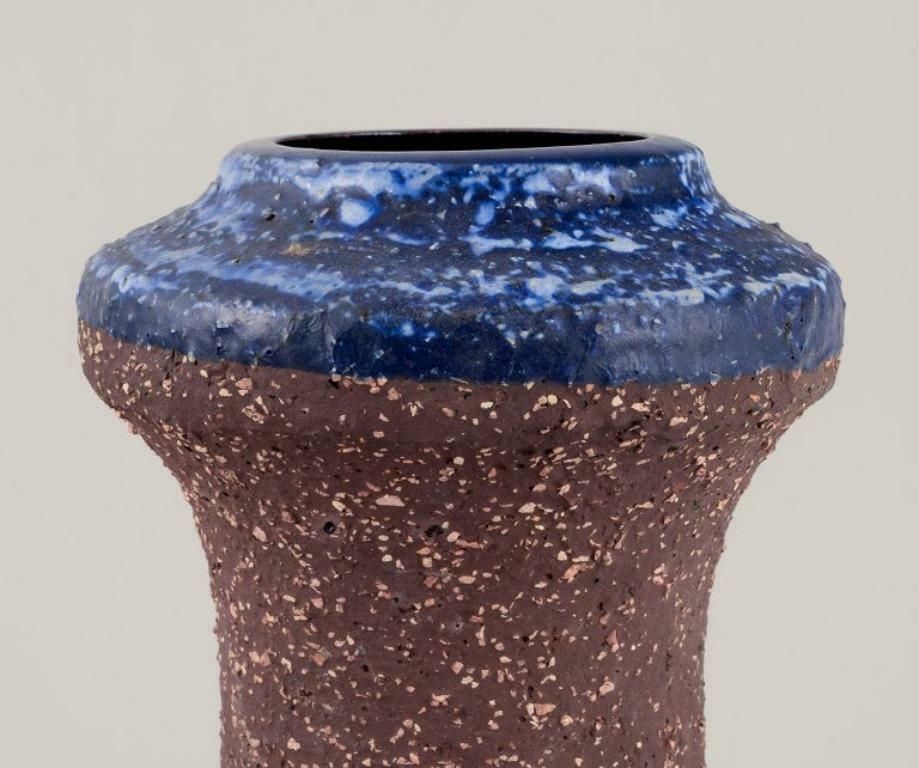Thomas Nittsjö Sweden Large Ceramic Vase In Brown And Blue Tones photo Home Decor