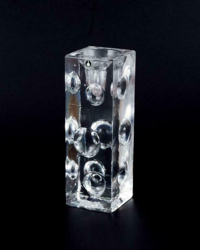 Uno Westerberg For Pukeberg Sweden Two Candle Holders In Clear Art Glass photo buy