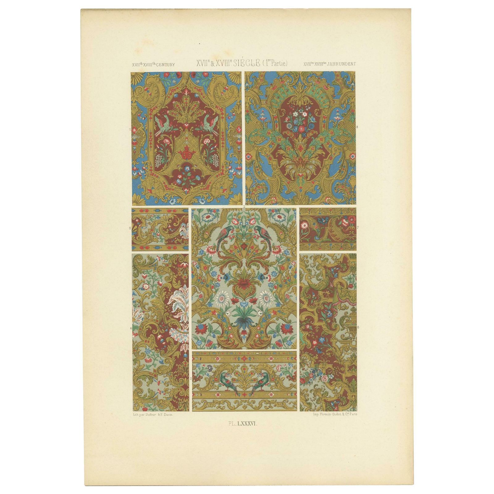Pl. 84 Antique Print Of Xviith And Xviiith Century Ornaments By Racinet