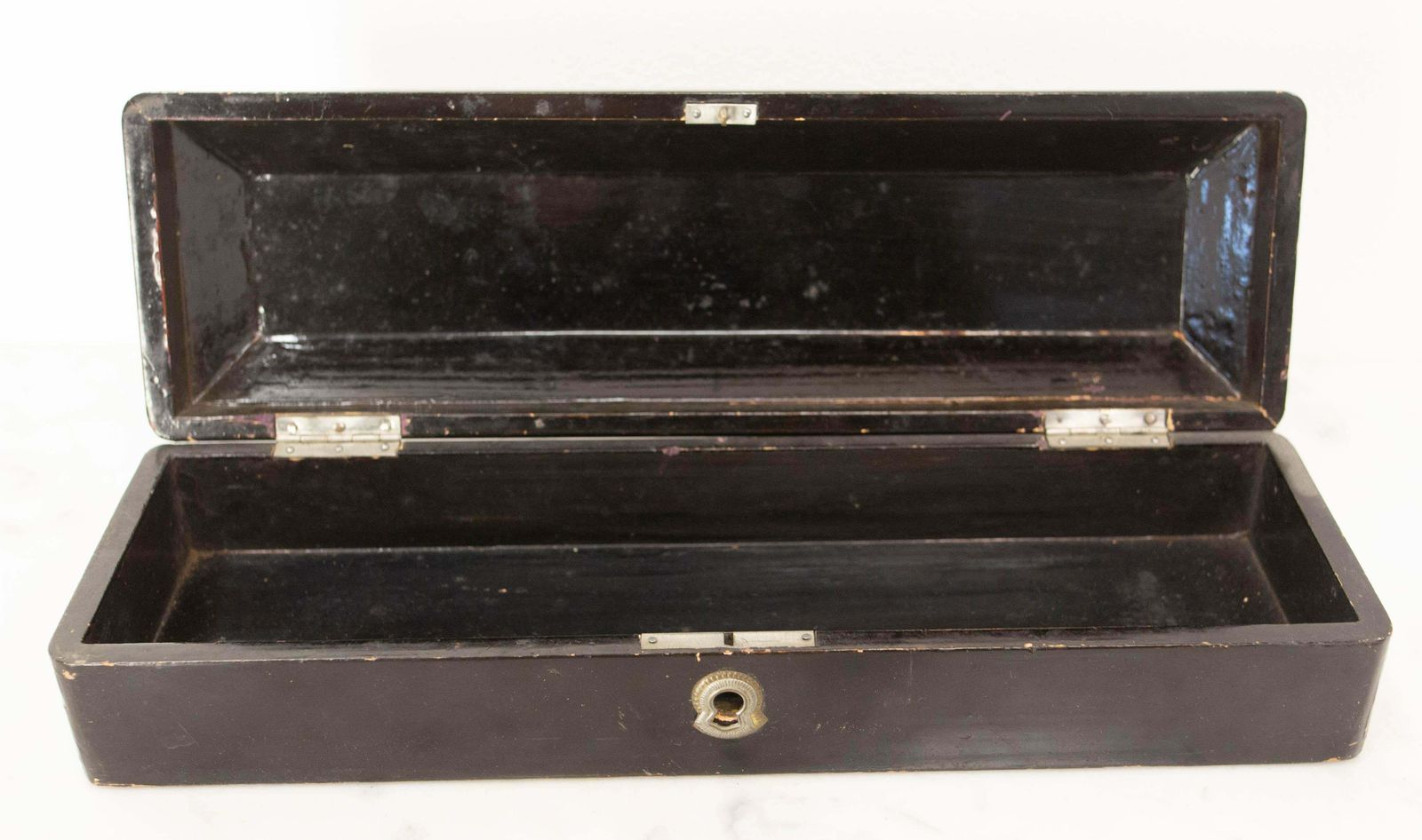 Chinese Lacquered Brush Box With Painted Birds, Late 19th Century photo vintage