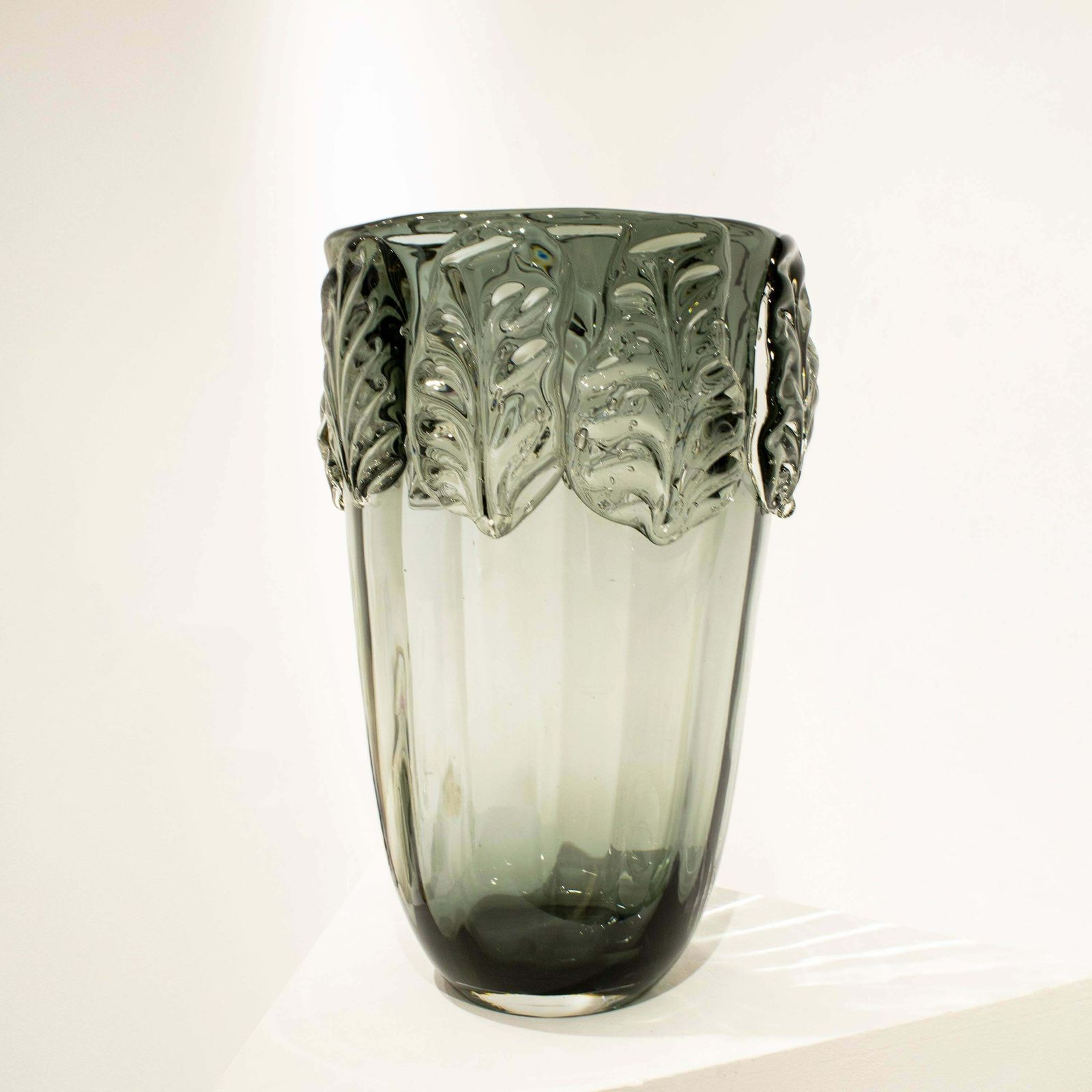 Handcrafted Semi Transparent Grey Color Glass Vase, Italy, 2024 photo Home Decor