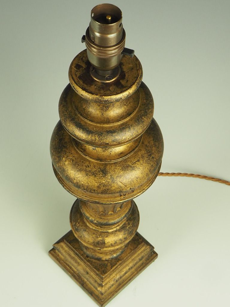 Lighting Antique French Carved Giltwood Table Lamp photo