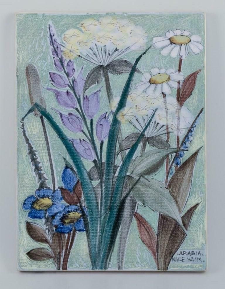 Naile Wafin For Arabia, Finland. Unique Wall Plaque With A Floral Motif photo furniture