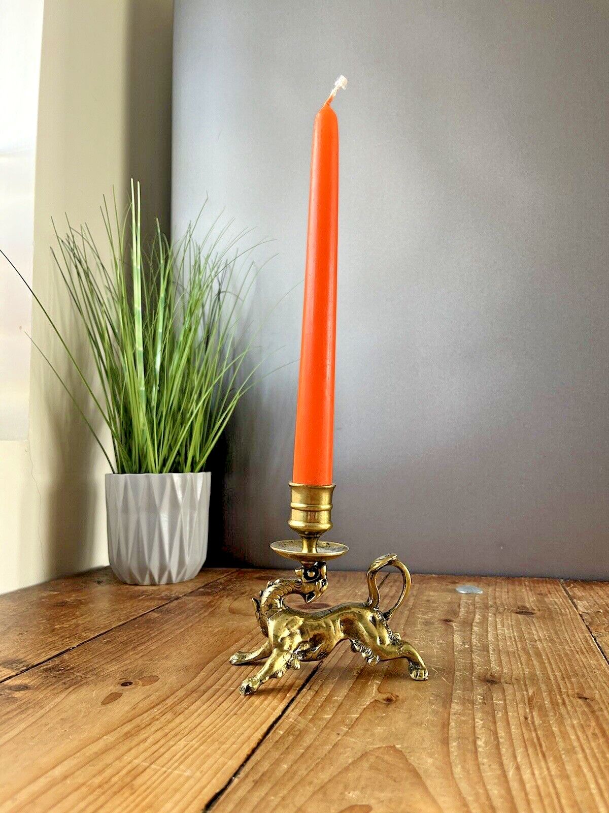 Quality Antique 19th C Chinese Dragon Candlestick Candle Holder Mythical Foo Dog photo furniture